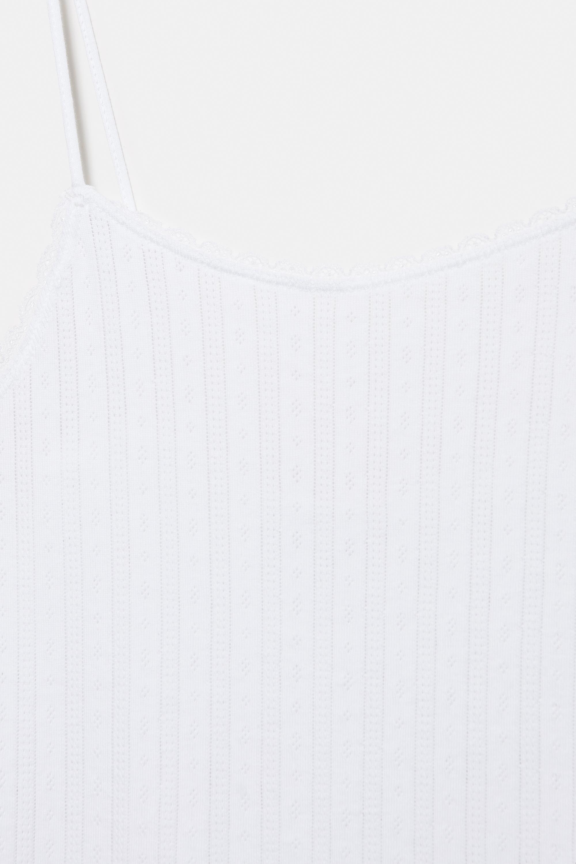 Strappy pointelle knit top — White