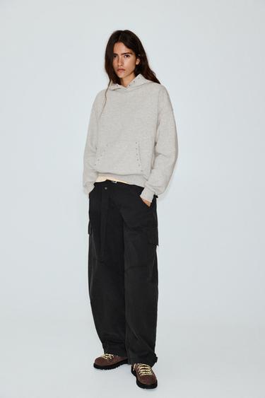 Studded hoodie — Grey marl 1