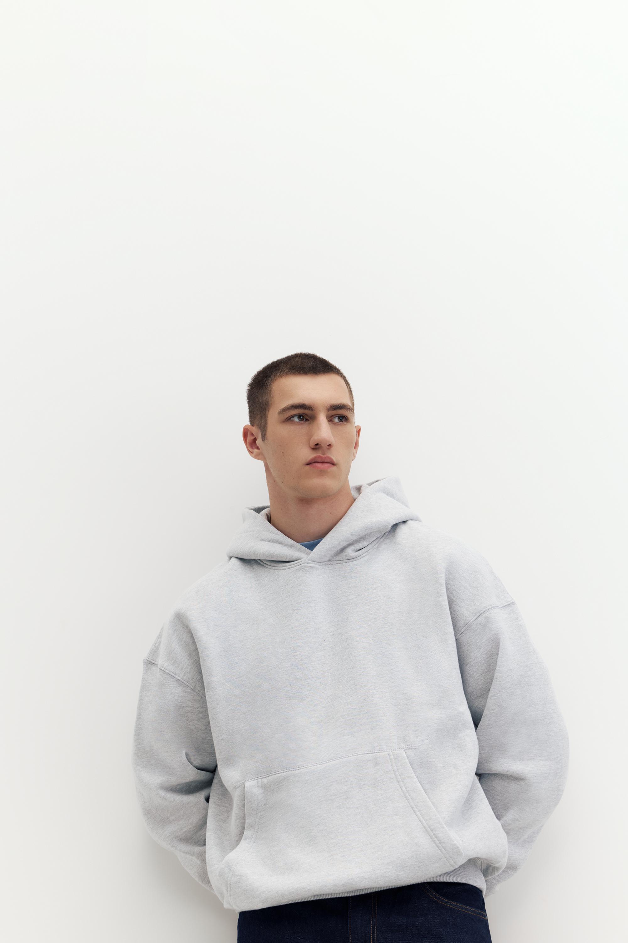 Boxy fit hoodie — Pale marl