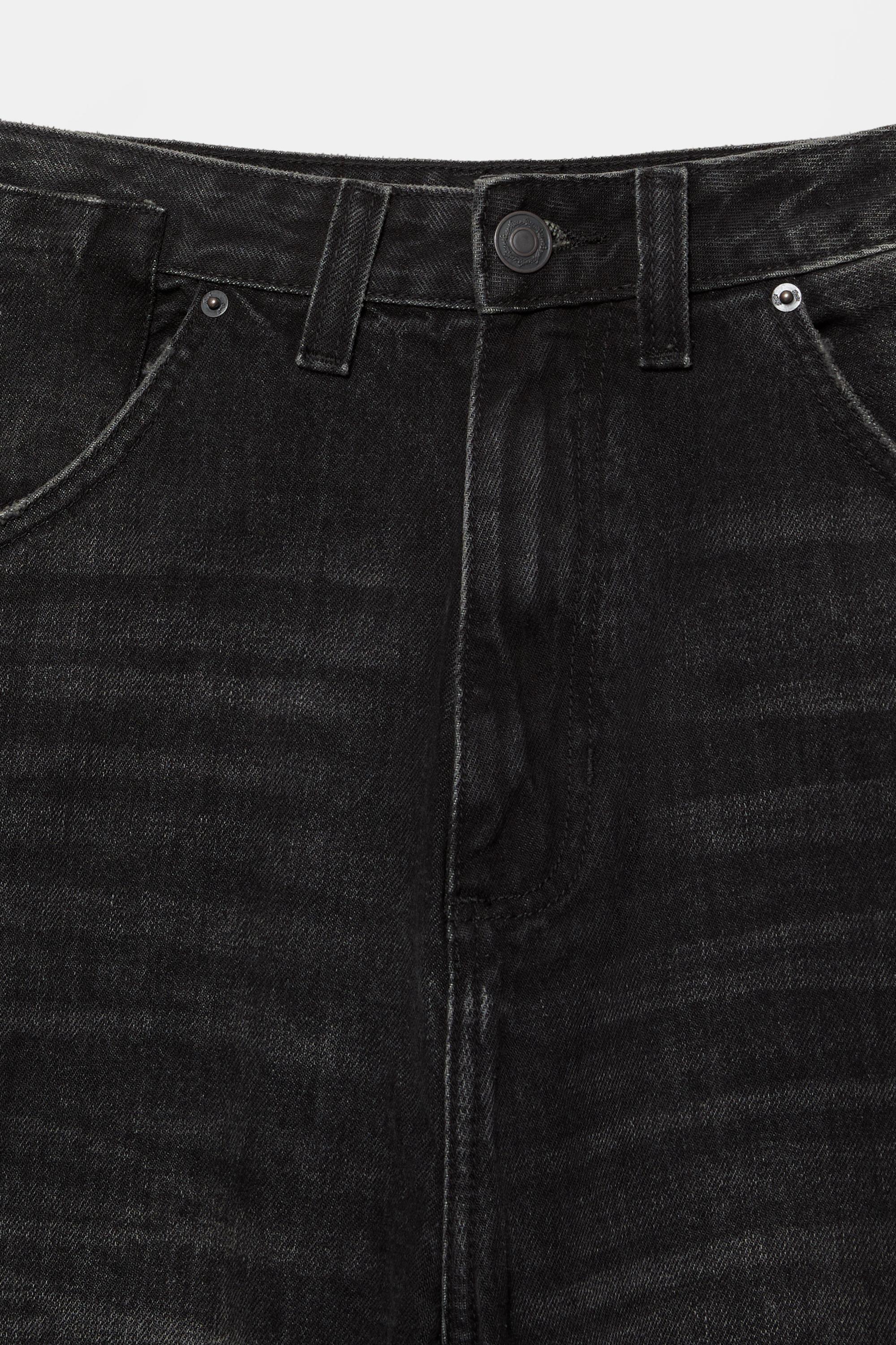 Embroidered super baggy jeans — Faded black