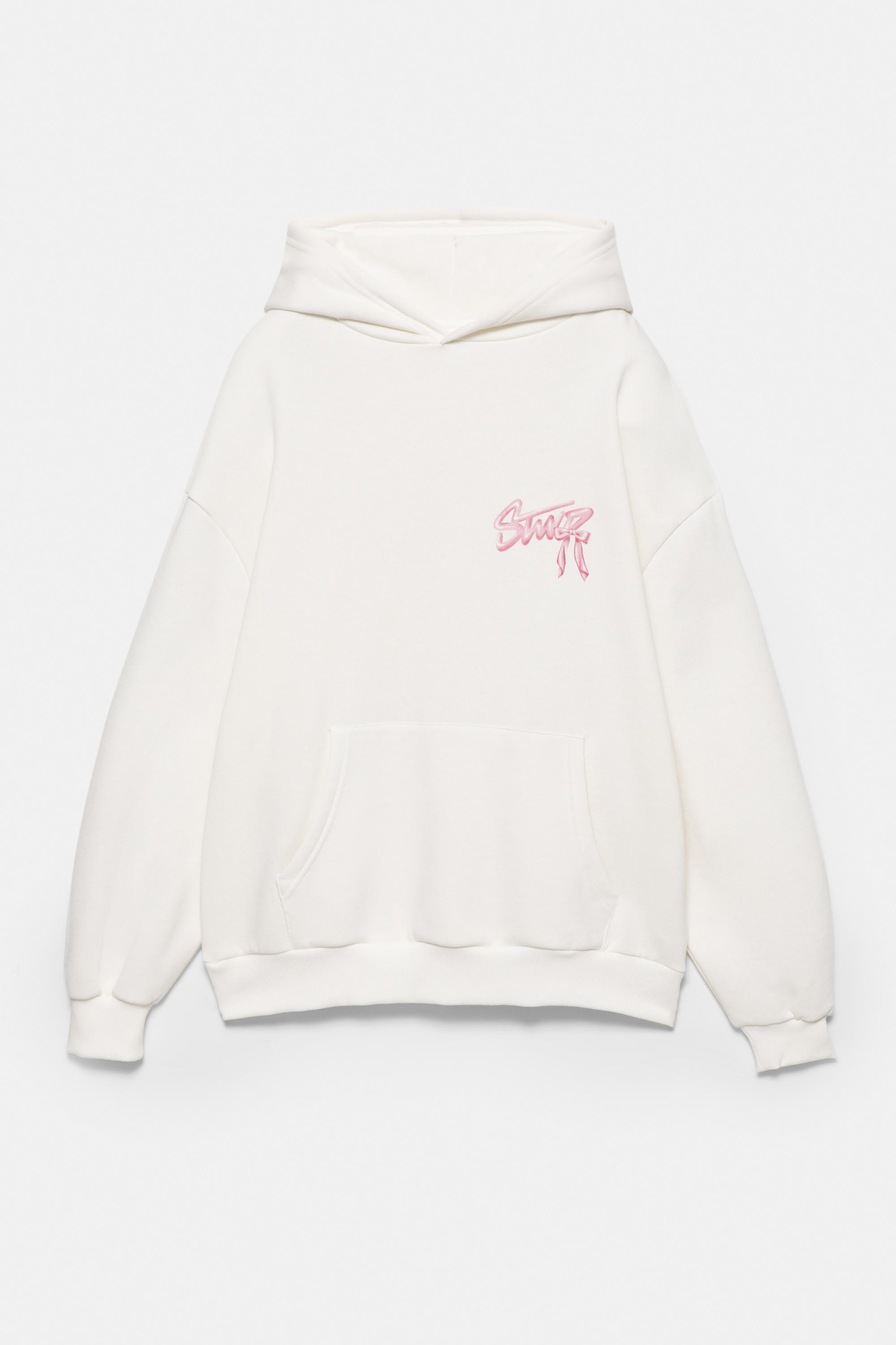 Fiyonk grafikli kapüşonlu sweatshirt