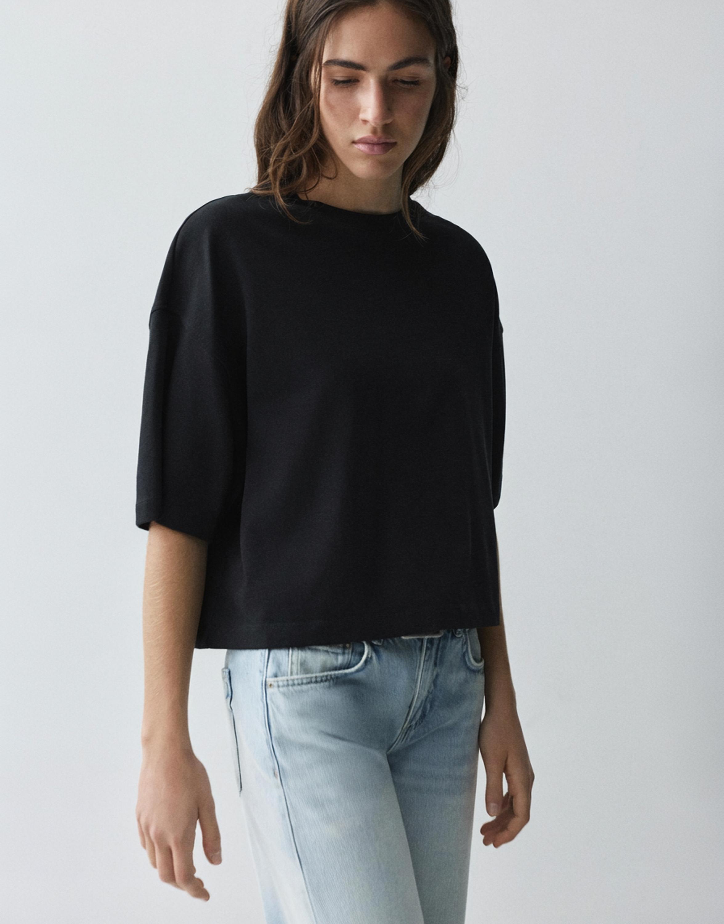 Boxy fit short sleeve T-shirt — Black