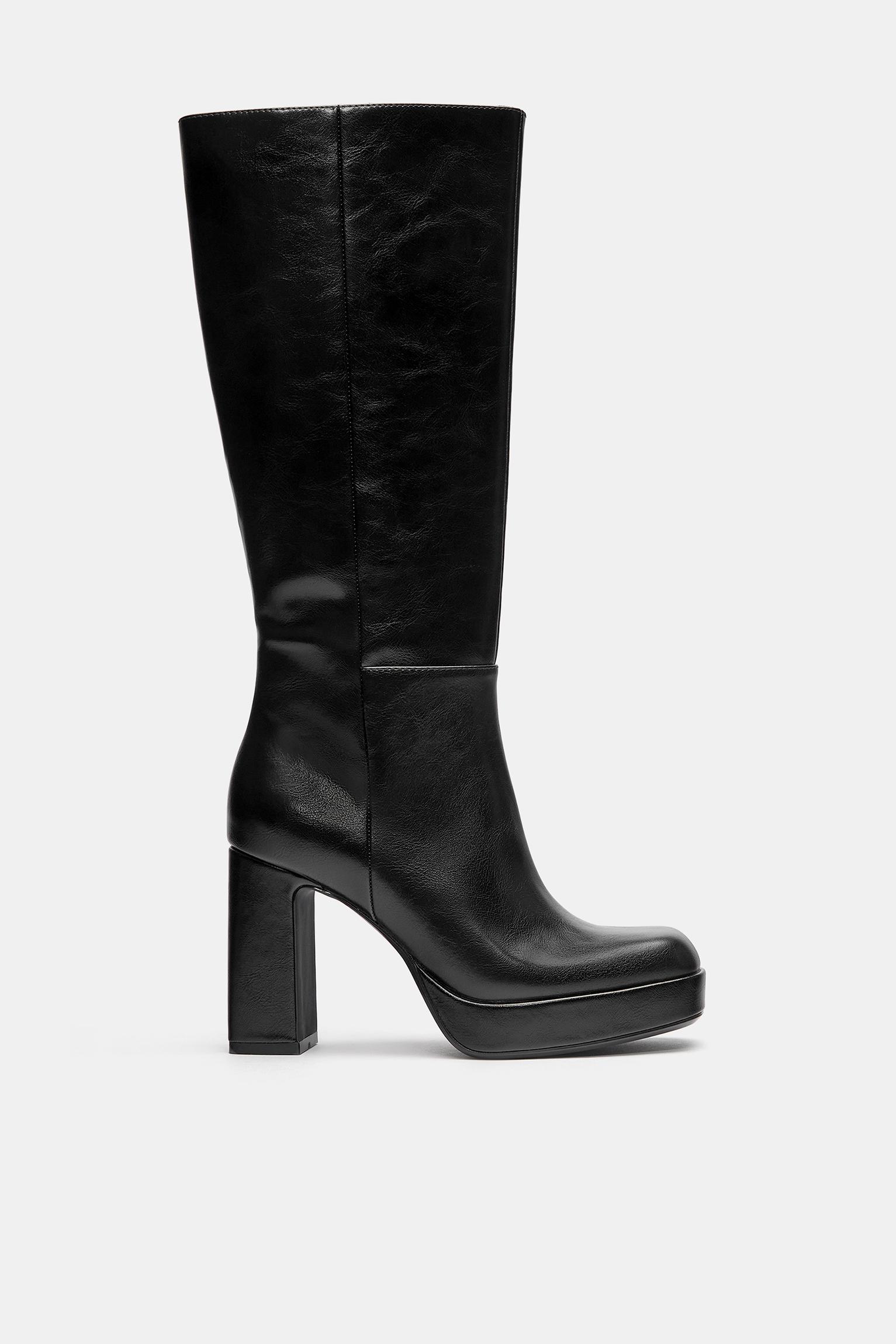 High-heel platform boots — Black