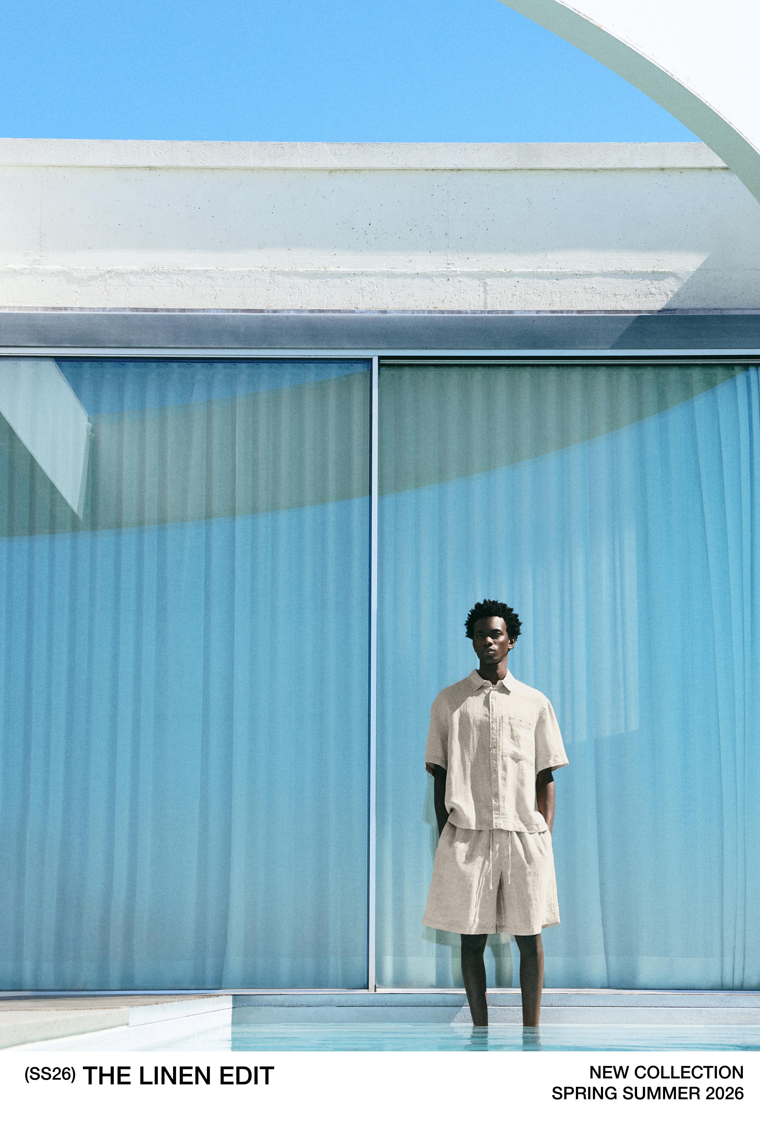 %100 keten jogger bermuda - Görsel 52