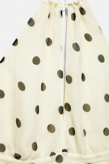 Polka dot halter top with cutout — White 9