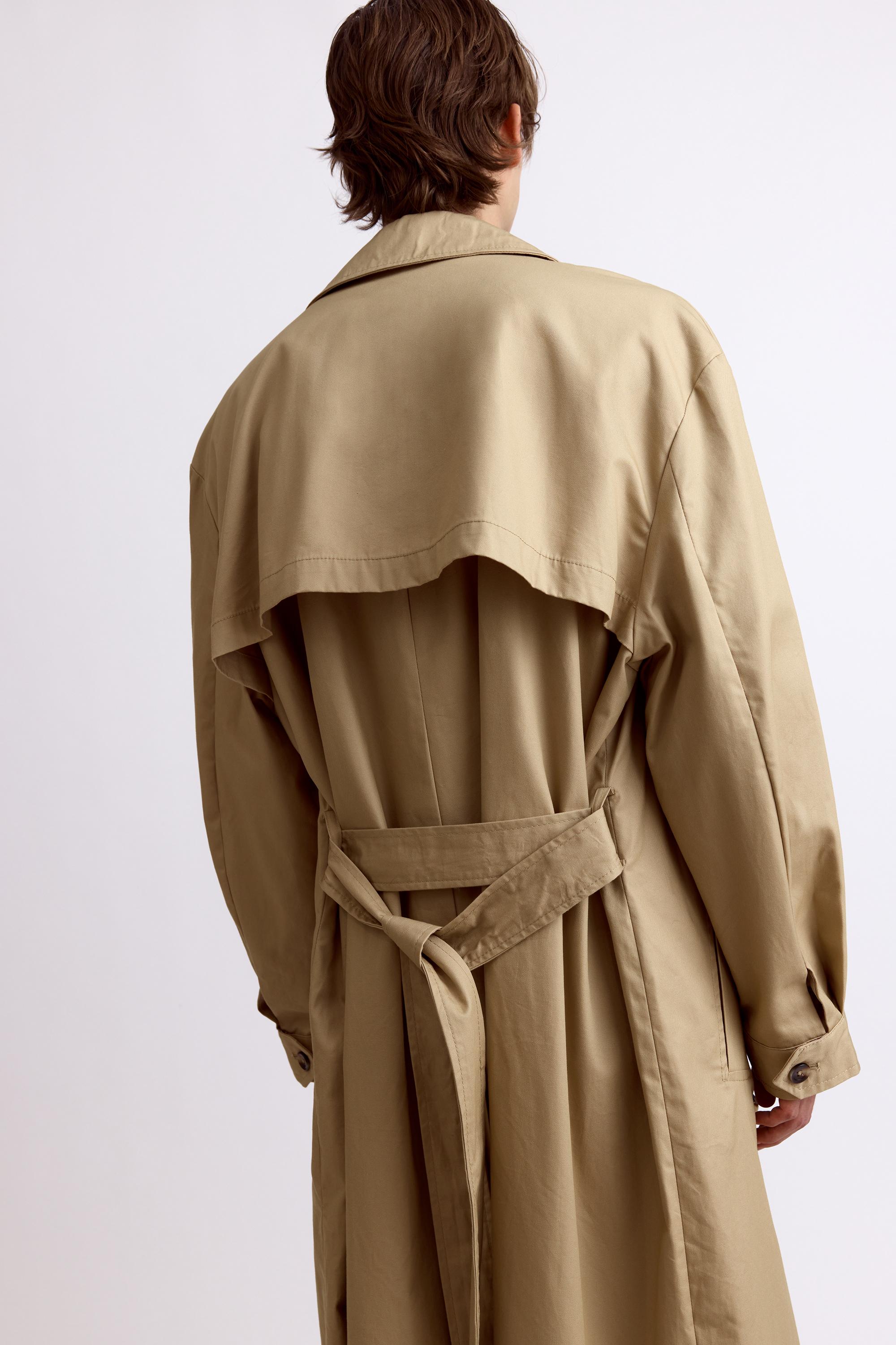Pull&Bear Kuşaklı uzun trençkot görsel 7