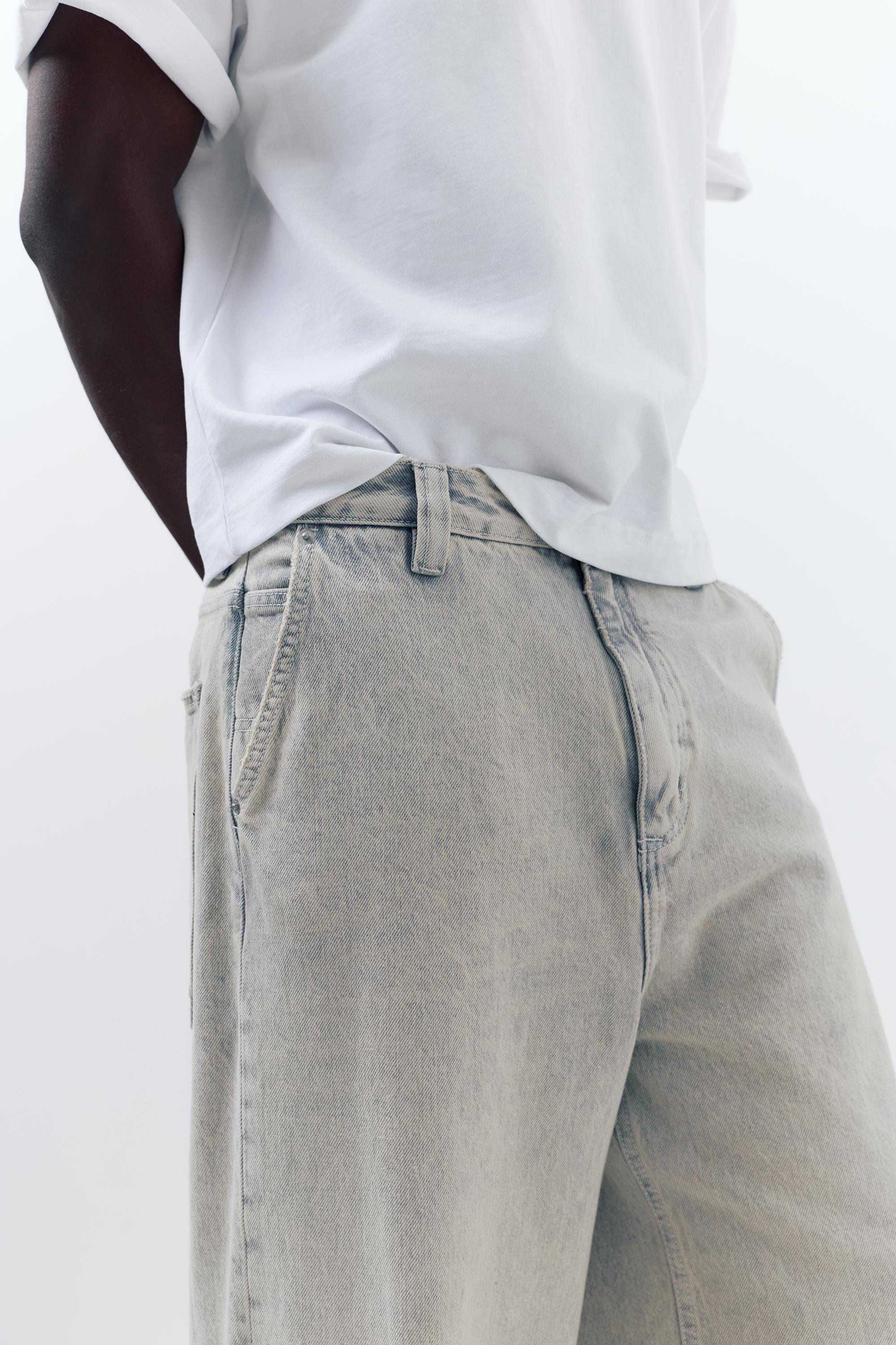 Embroidered skater jeans — Pale grey