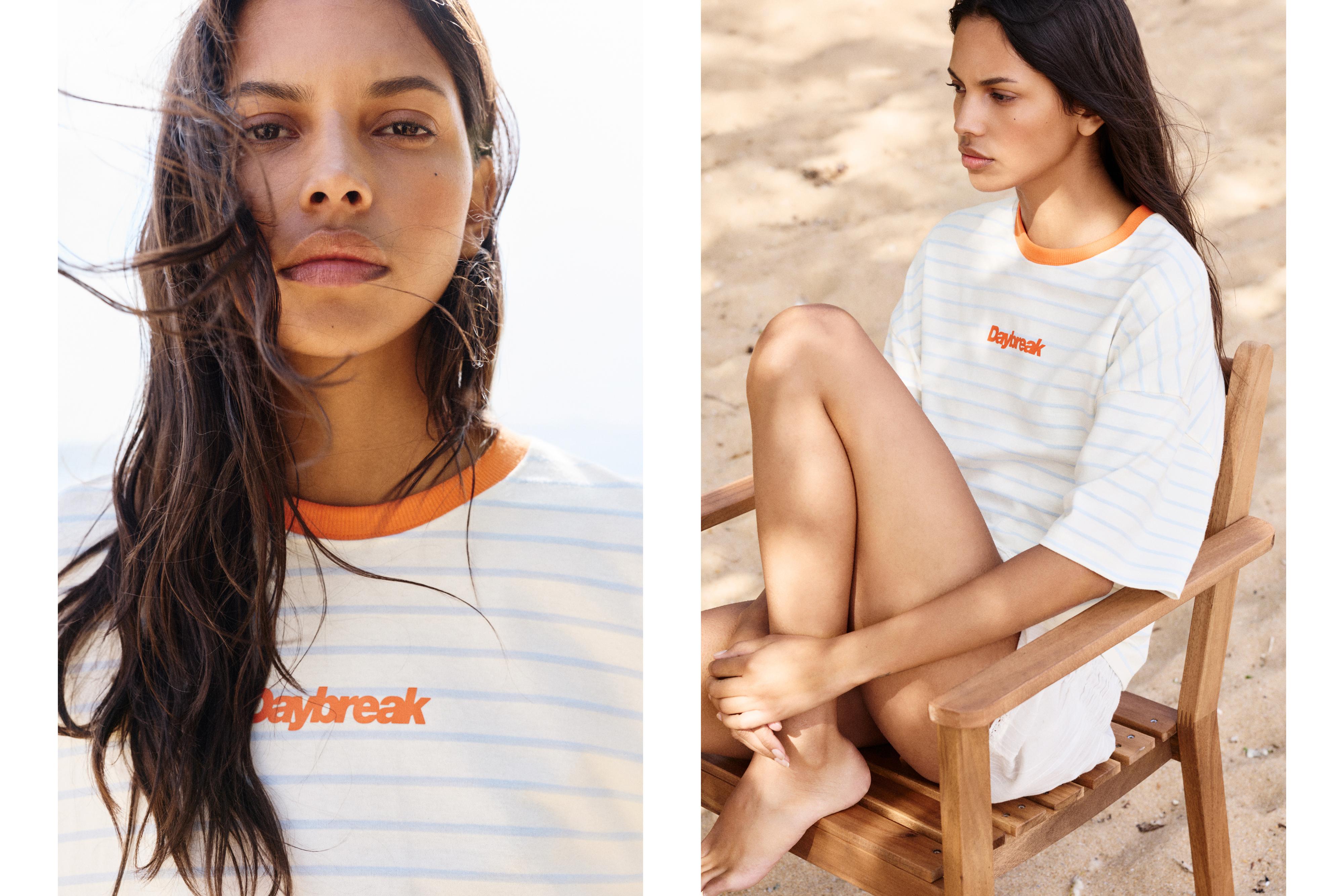 Striped sun graphic T-shirt — Off white