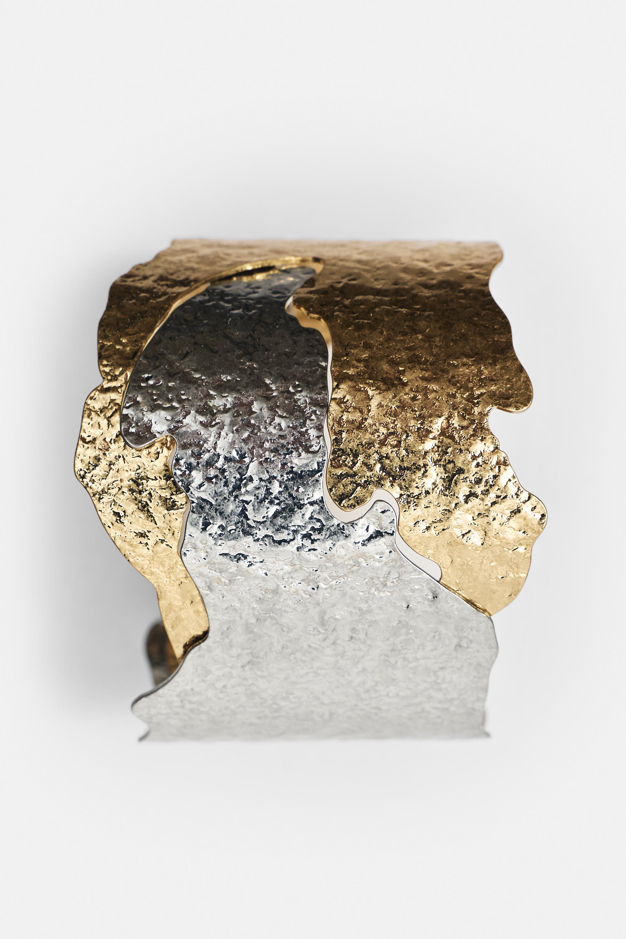 Mixed texture cuff bracelet — Gold