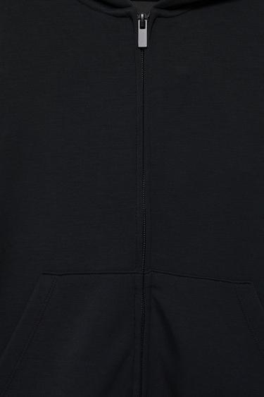 Soft-touch zip-up hood sweatshirt — Black 5