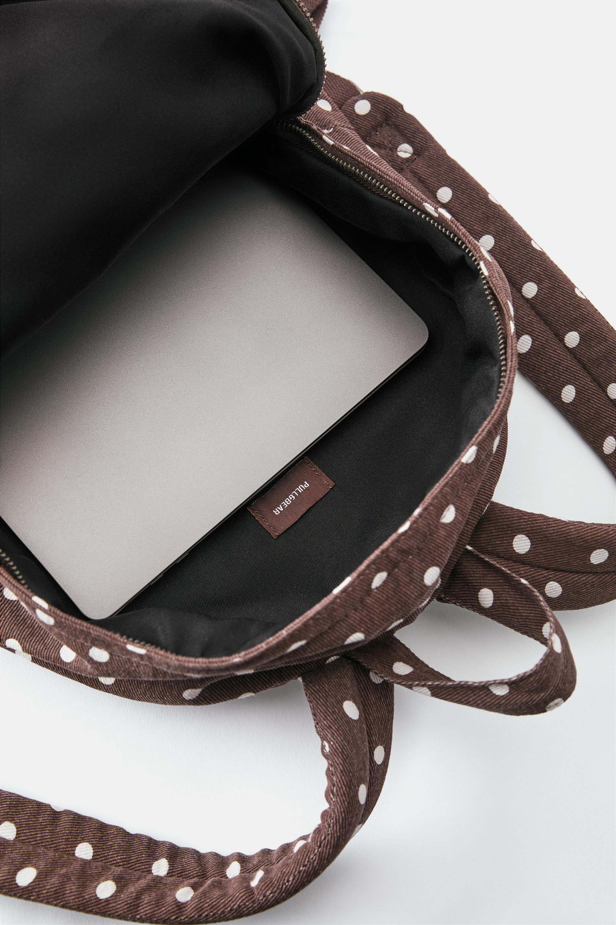 Canvas polka dot backpack — Brown