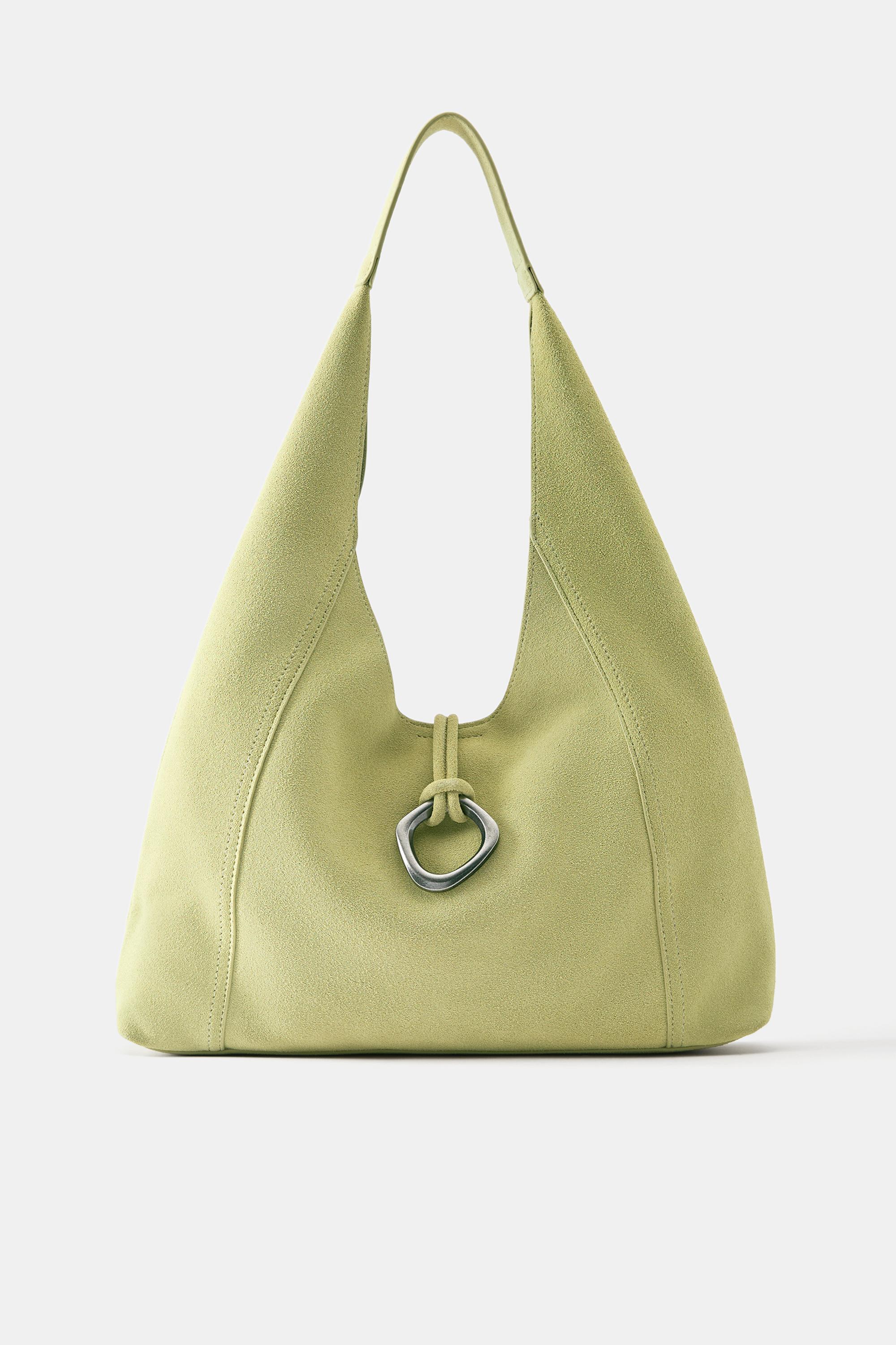 Leather ring shopper bag — Green