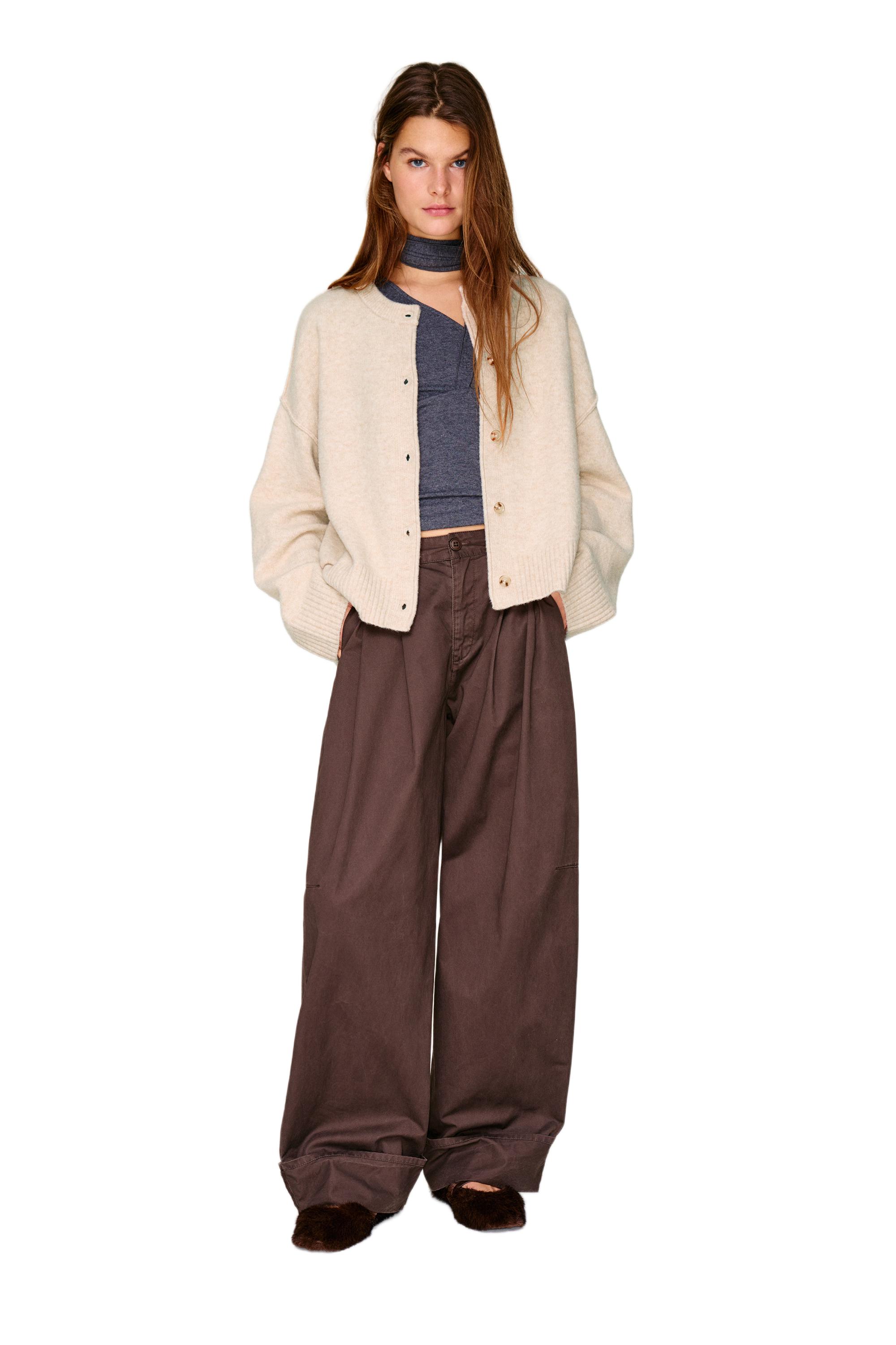 Soft knit cardigan — Sand