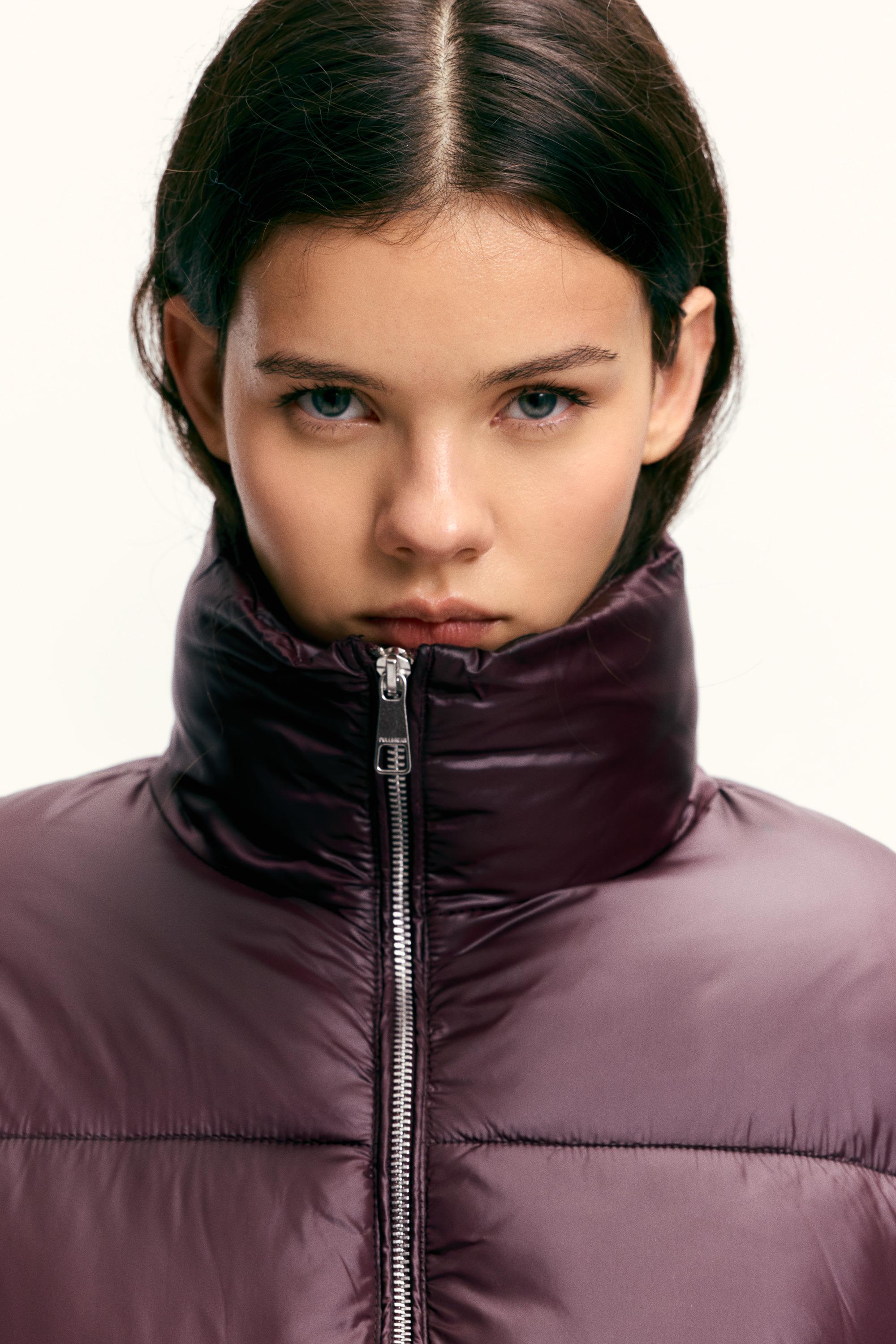 Puffer jacket with a shimmery finish — Burgundy