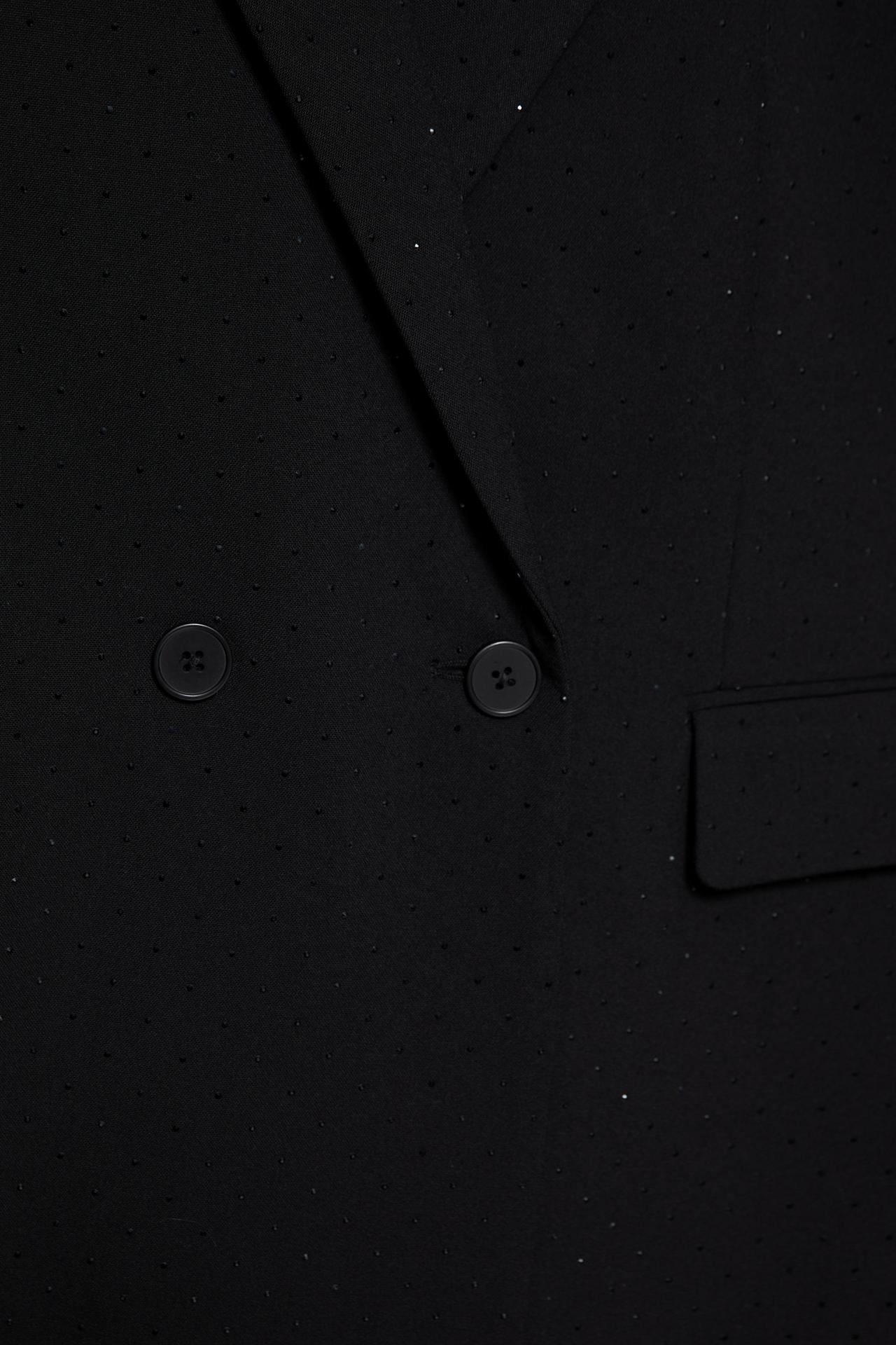 Rhinestone double-breasted blazer — Black