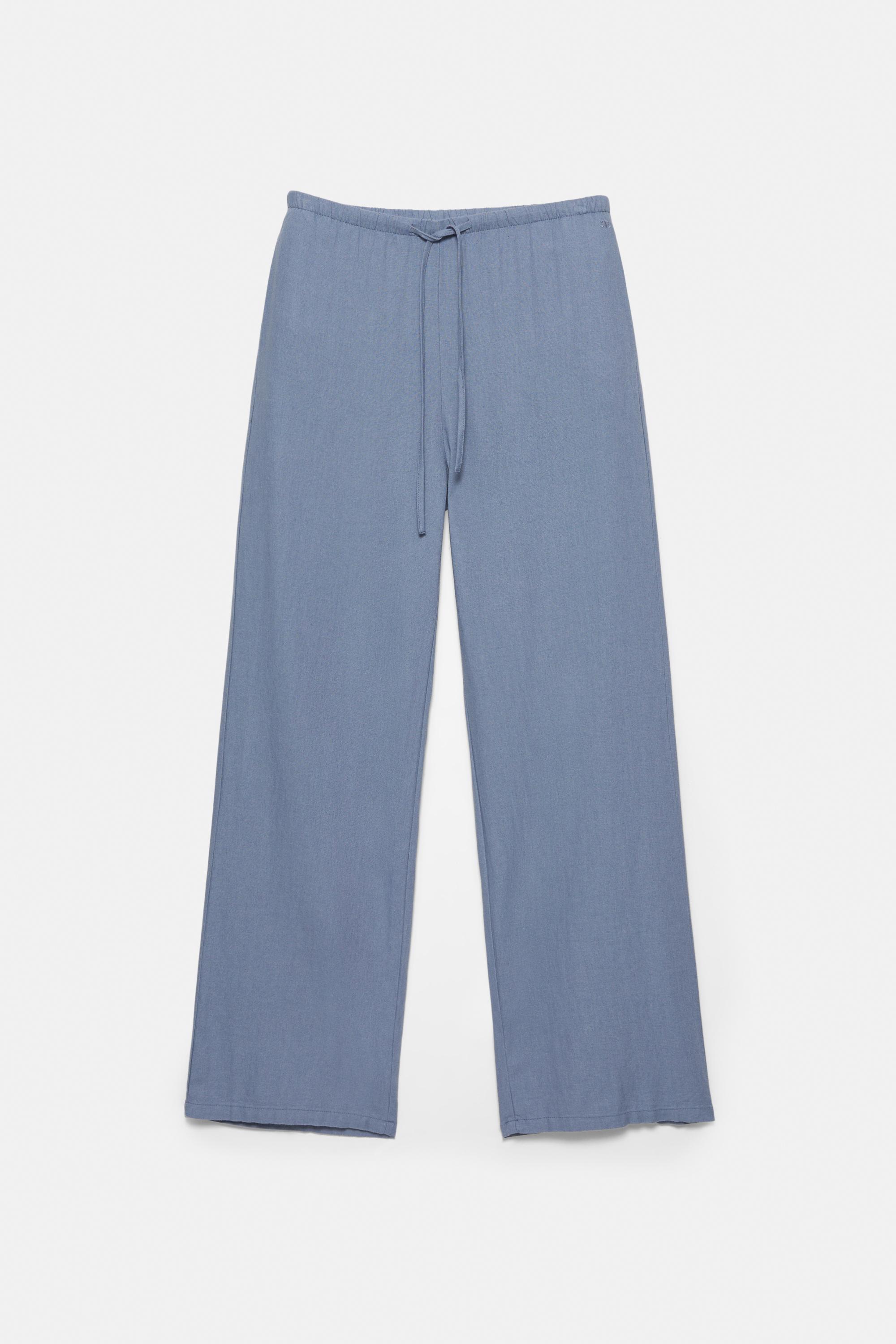 Linen blend joggers — Blue