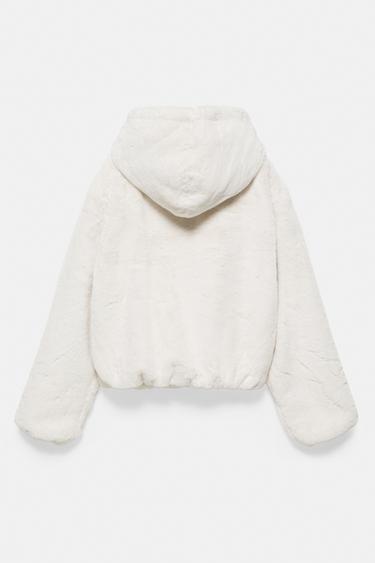 Faux fur jacket with hood — Ecru 7