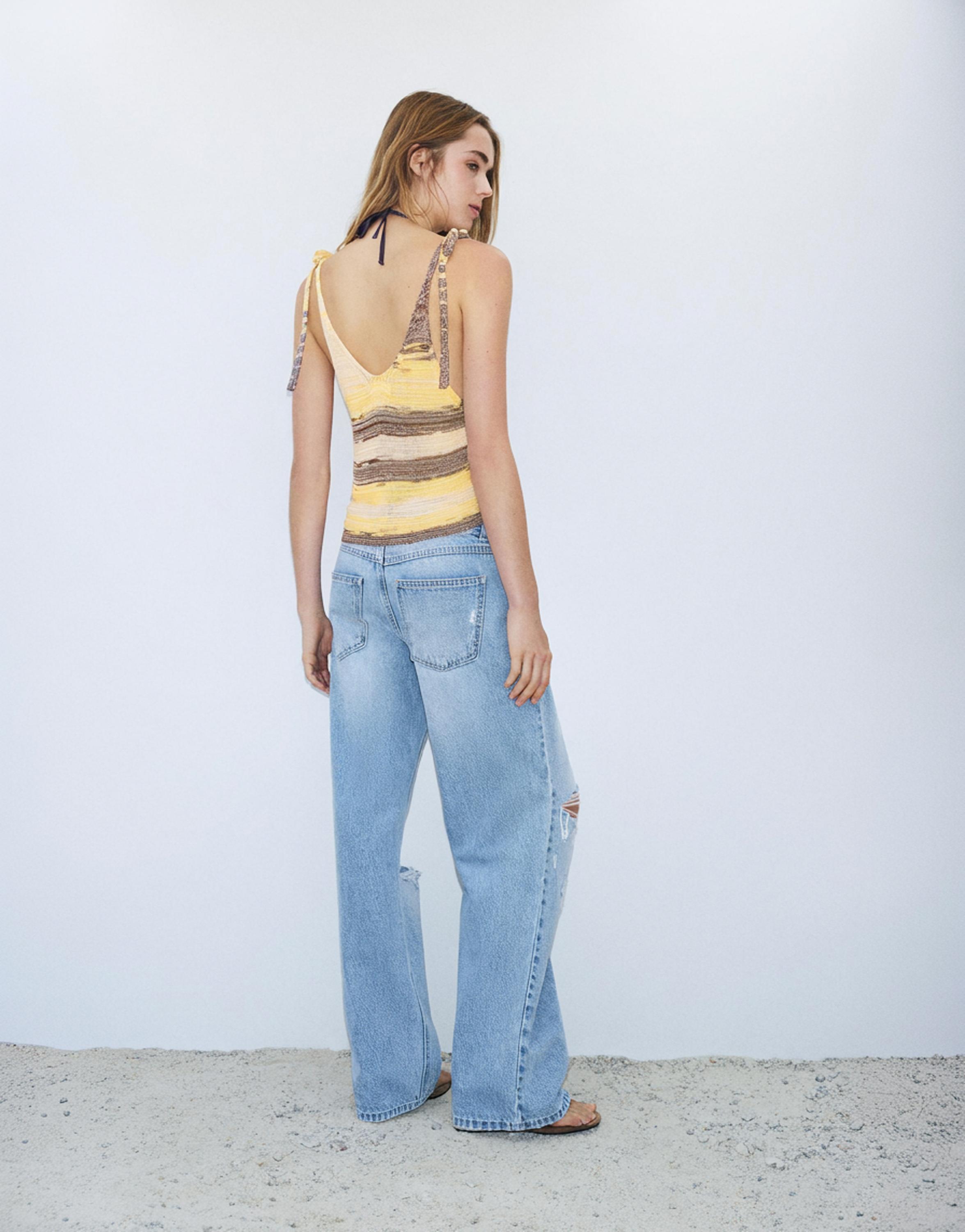 Cutwork space dye top — Yellow