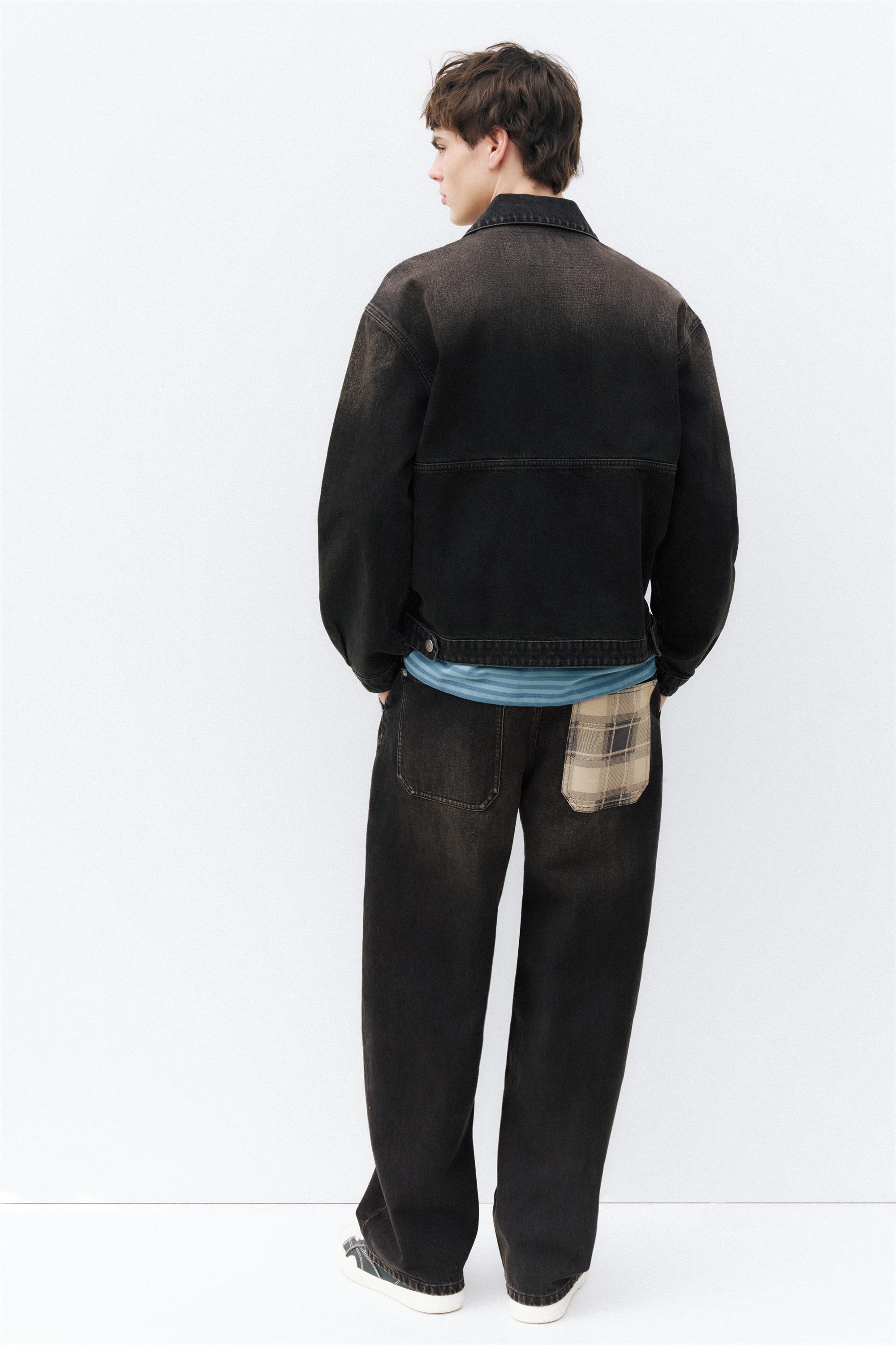 Denim jacket with pockets — Faded black