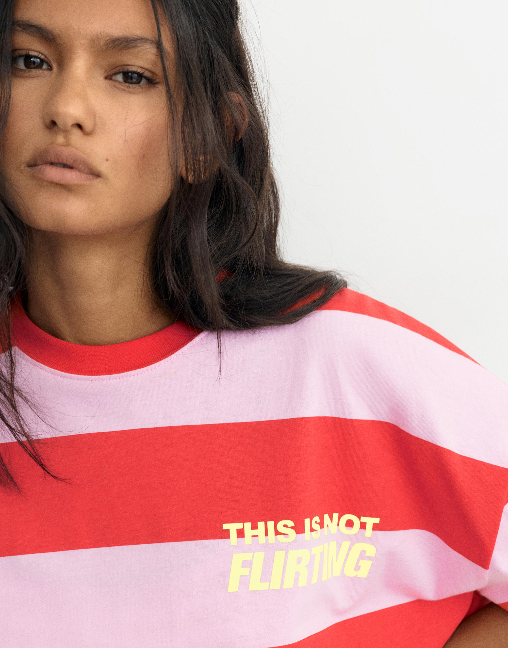 Oversize striped graphic T-shirt — Pink