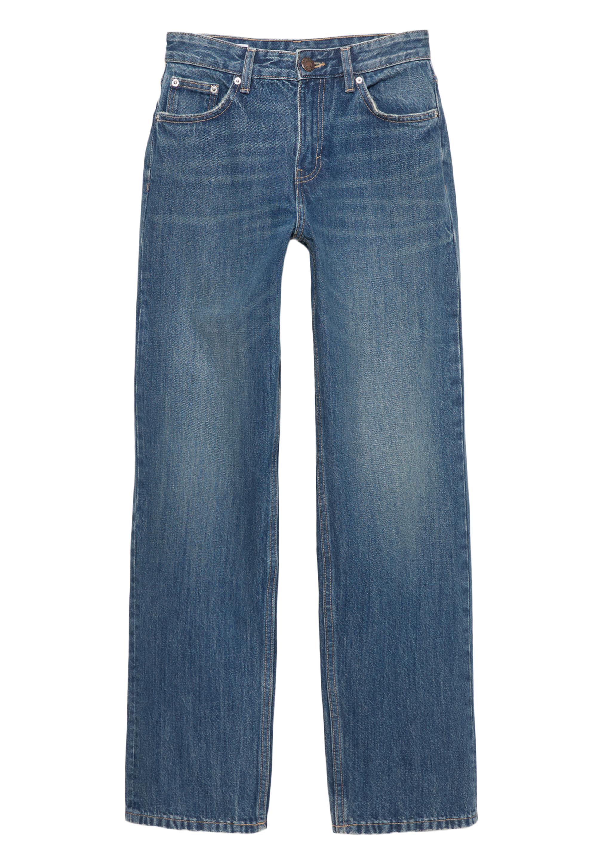 Mid-waist straight-leg jeans — Dark blue