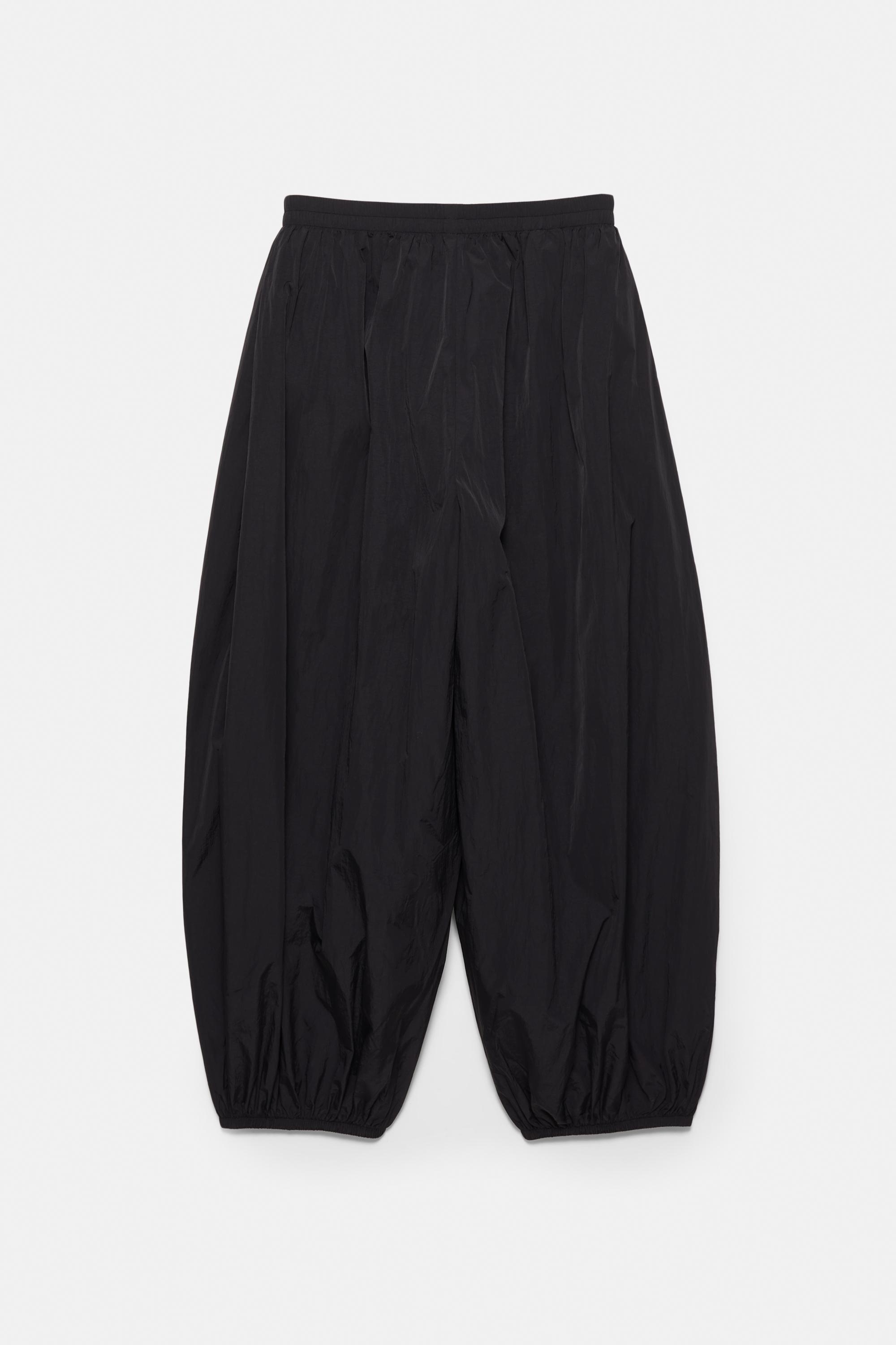 Nylon-effect sarouel trousers — Black