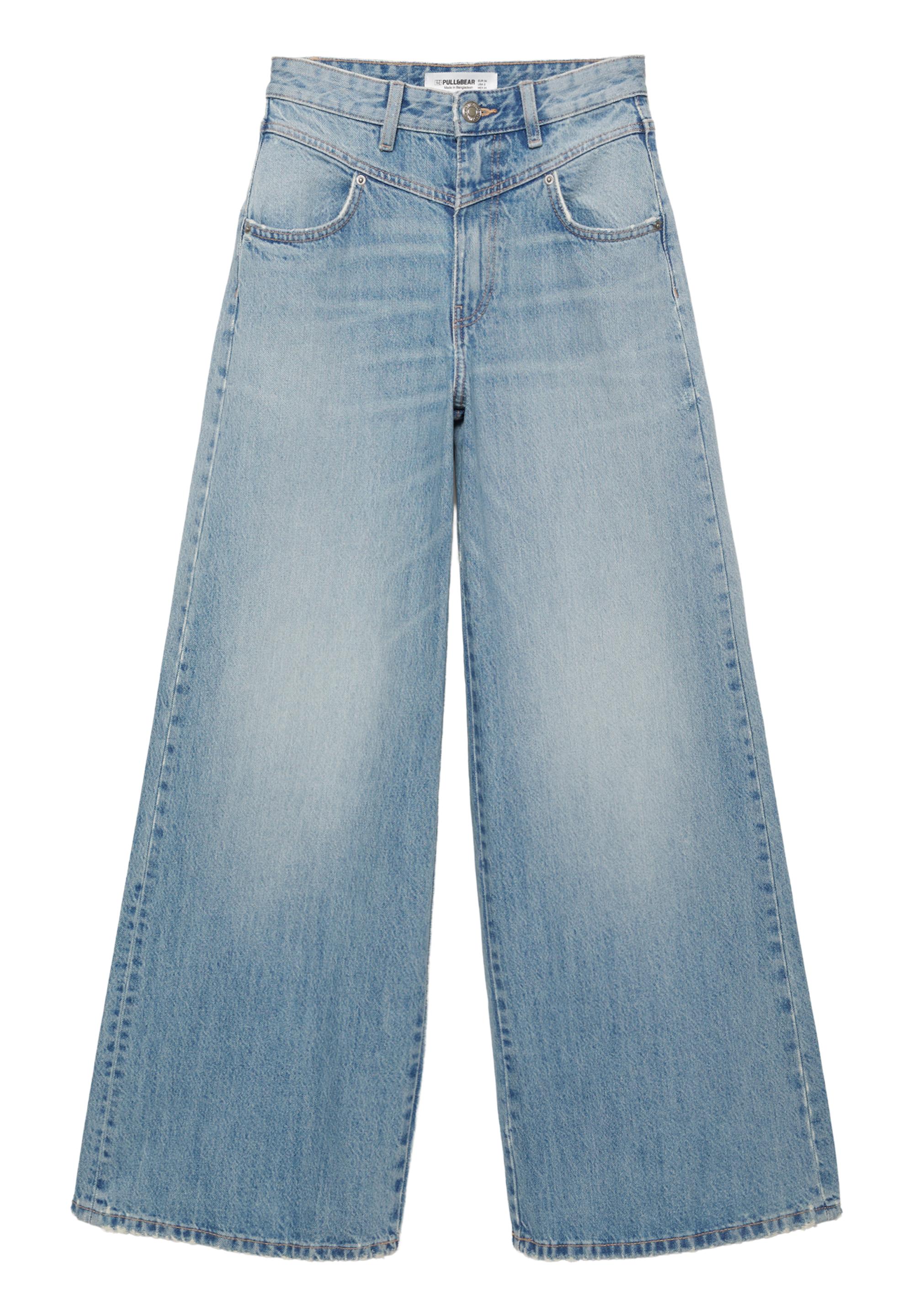 Dikiş detaylı süper geniş paça jean