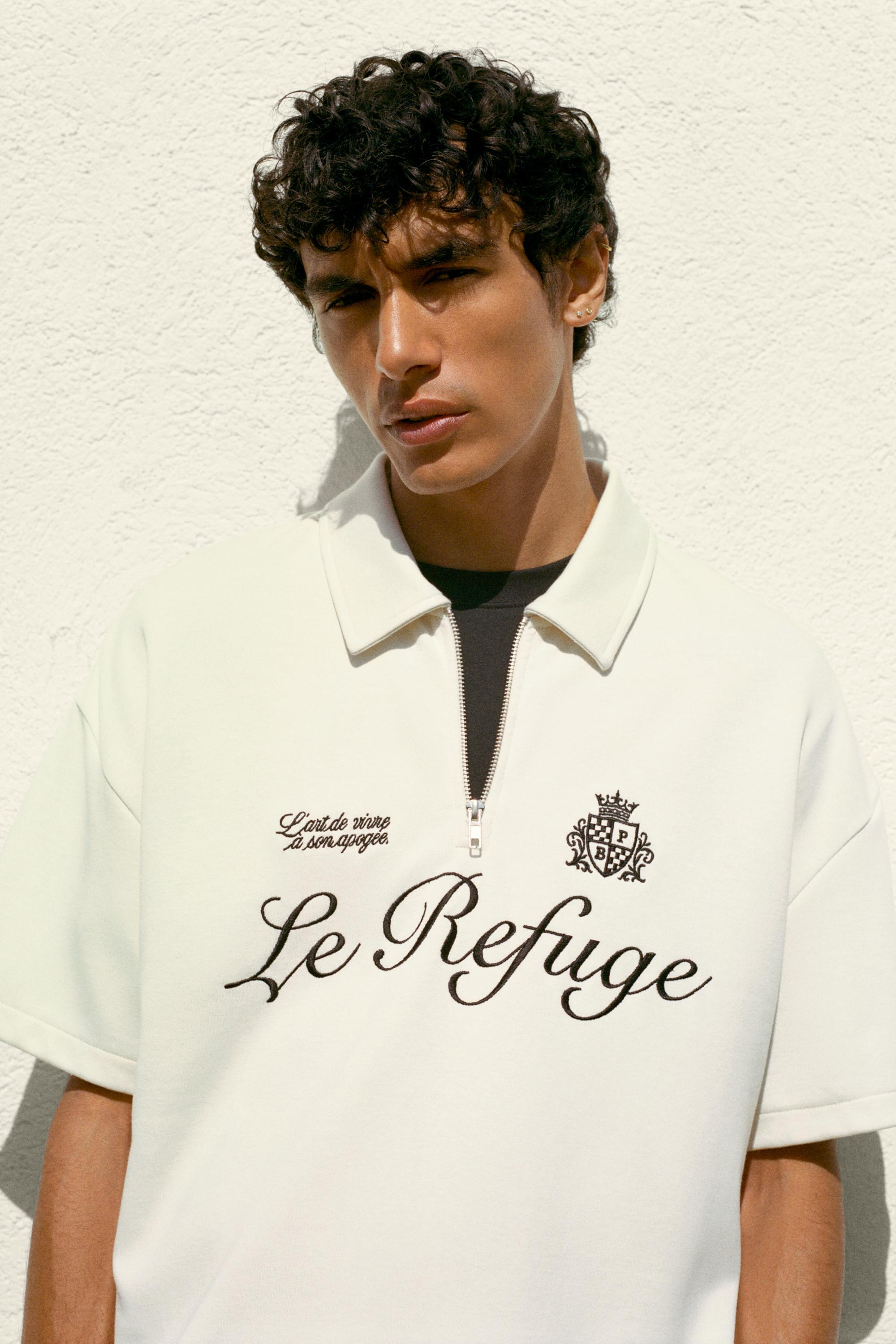 Grafik detaylı interlok fermuarlı polo - Görsel 6