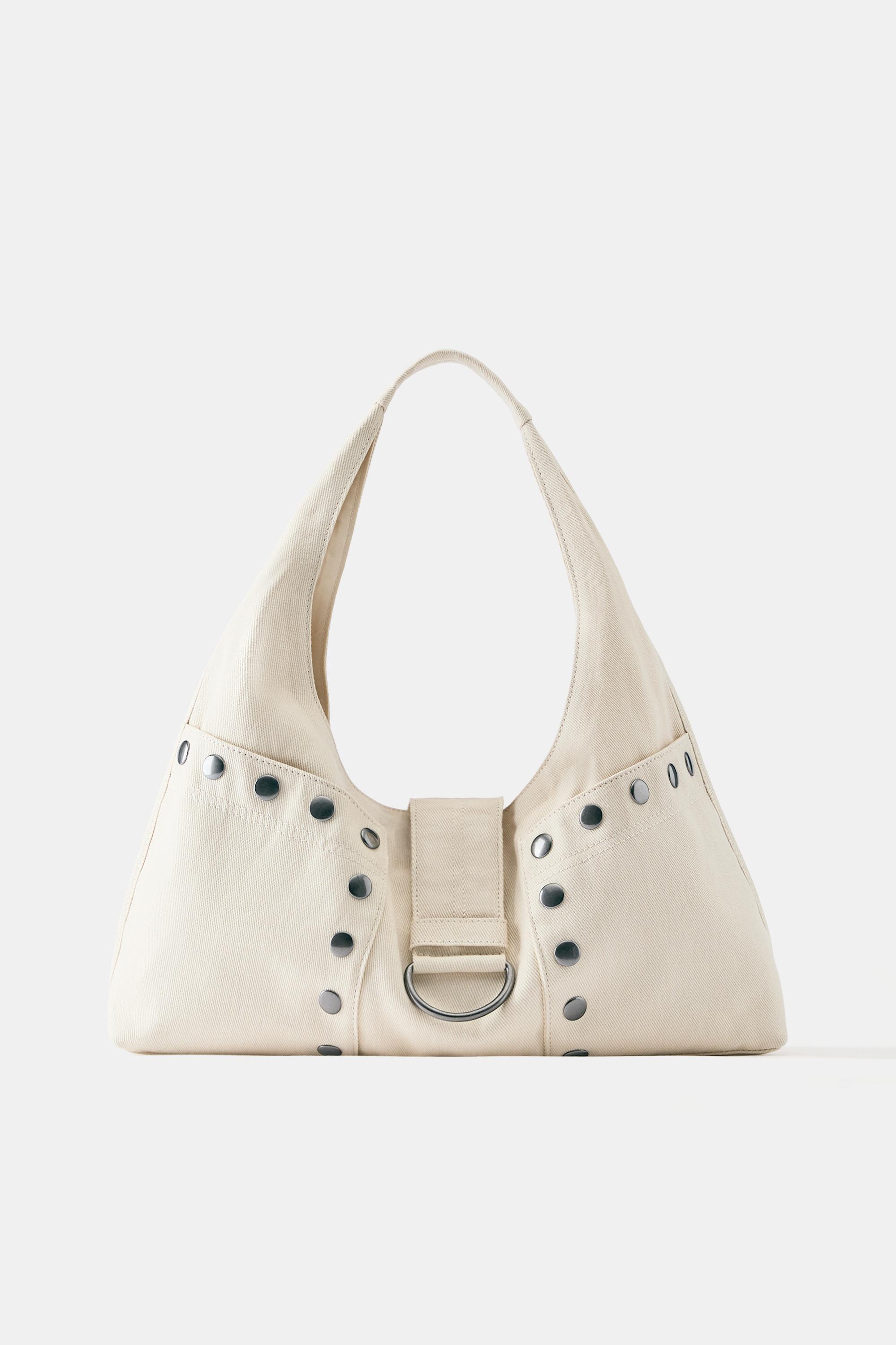 Studded shoulder bag — Ecru