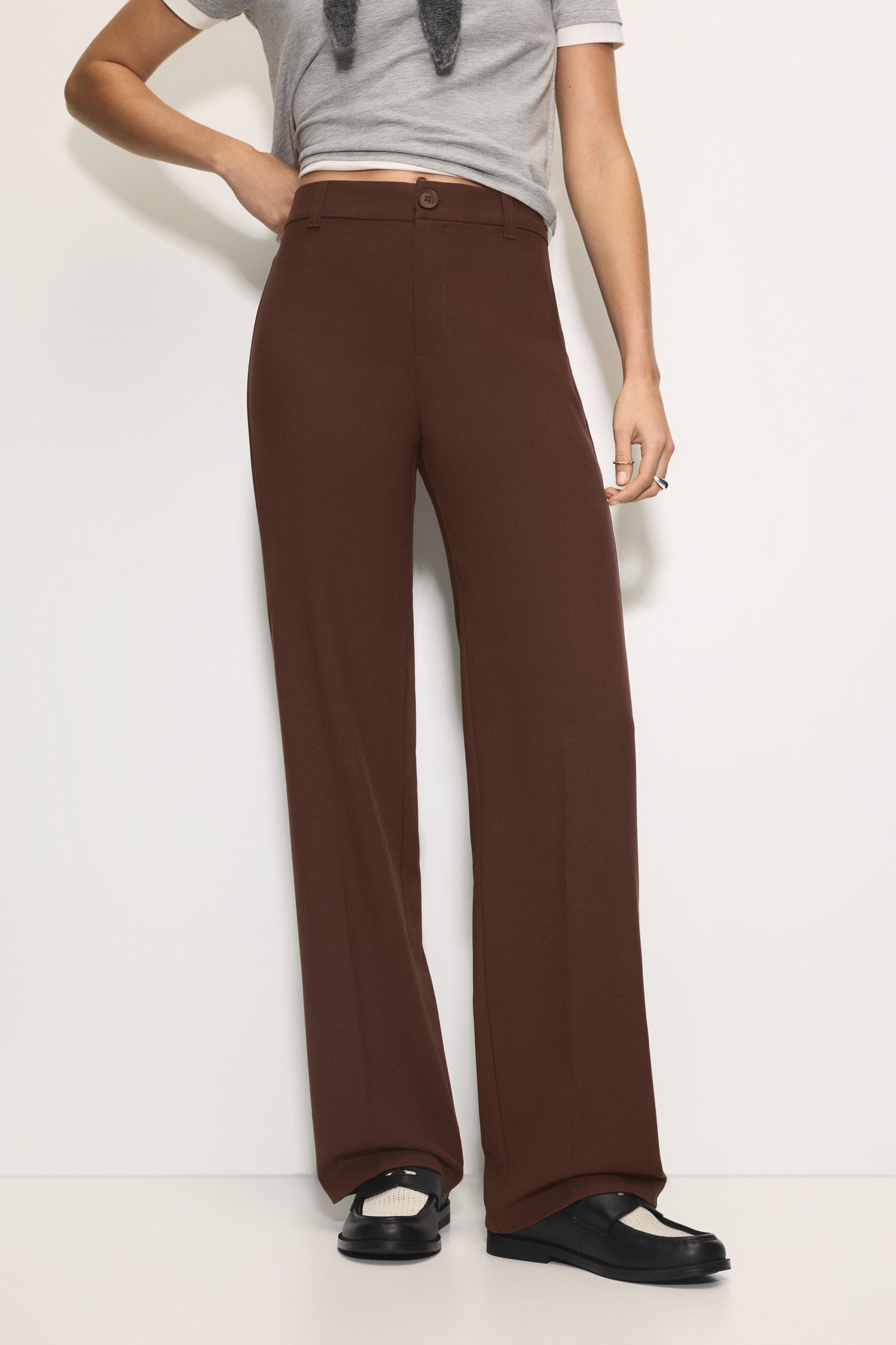 Smart high-waist straight-leg trousers — Wine