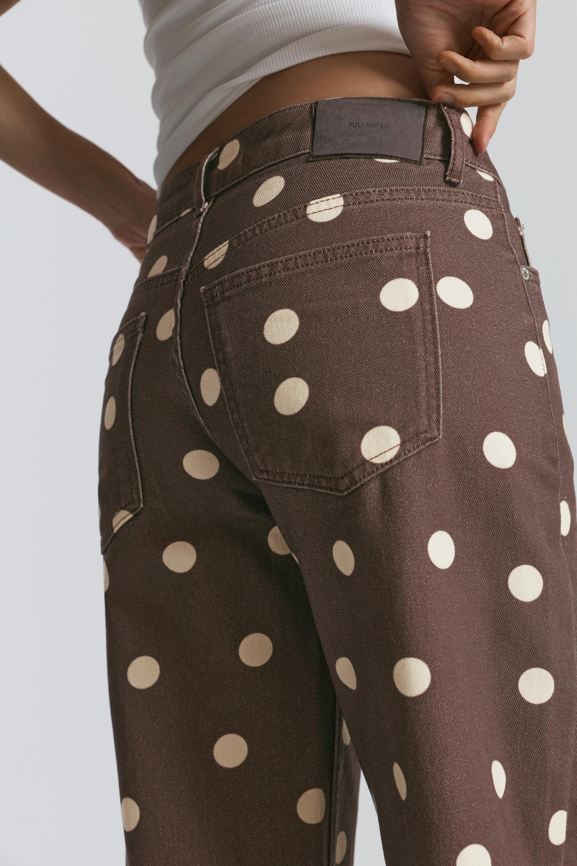 Polka dot straight-leg jeans — Brown