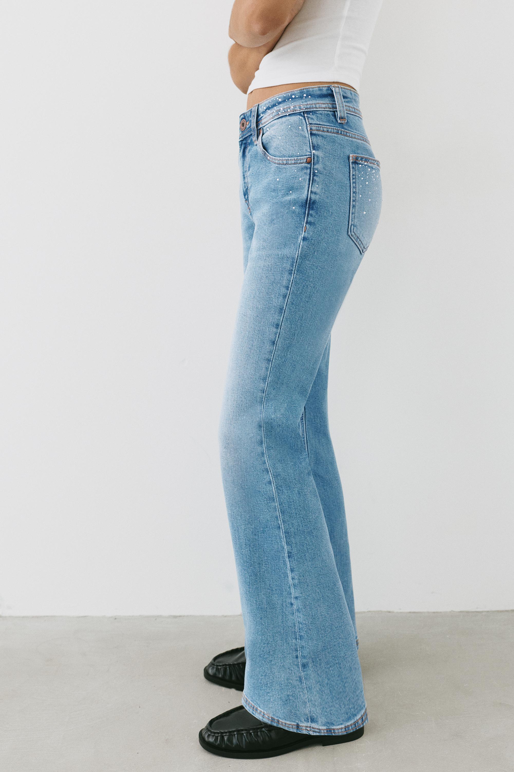 Rhinestone boot-cut jeans — Medium blue