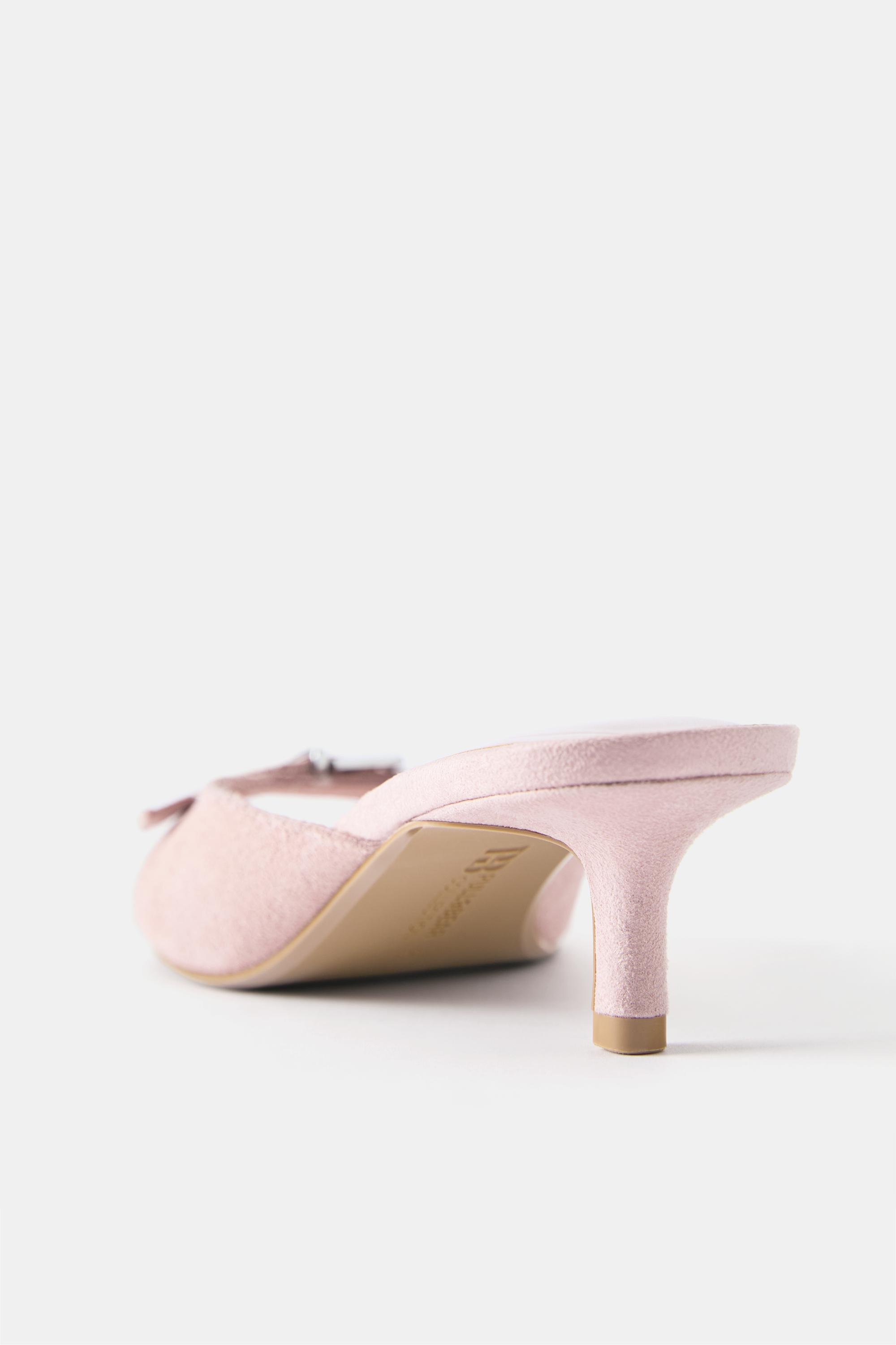 Leather buckled heeled mules — Pink
