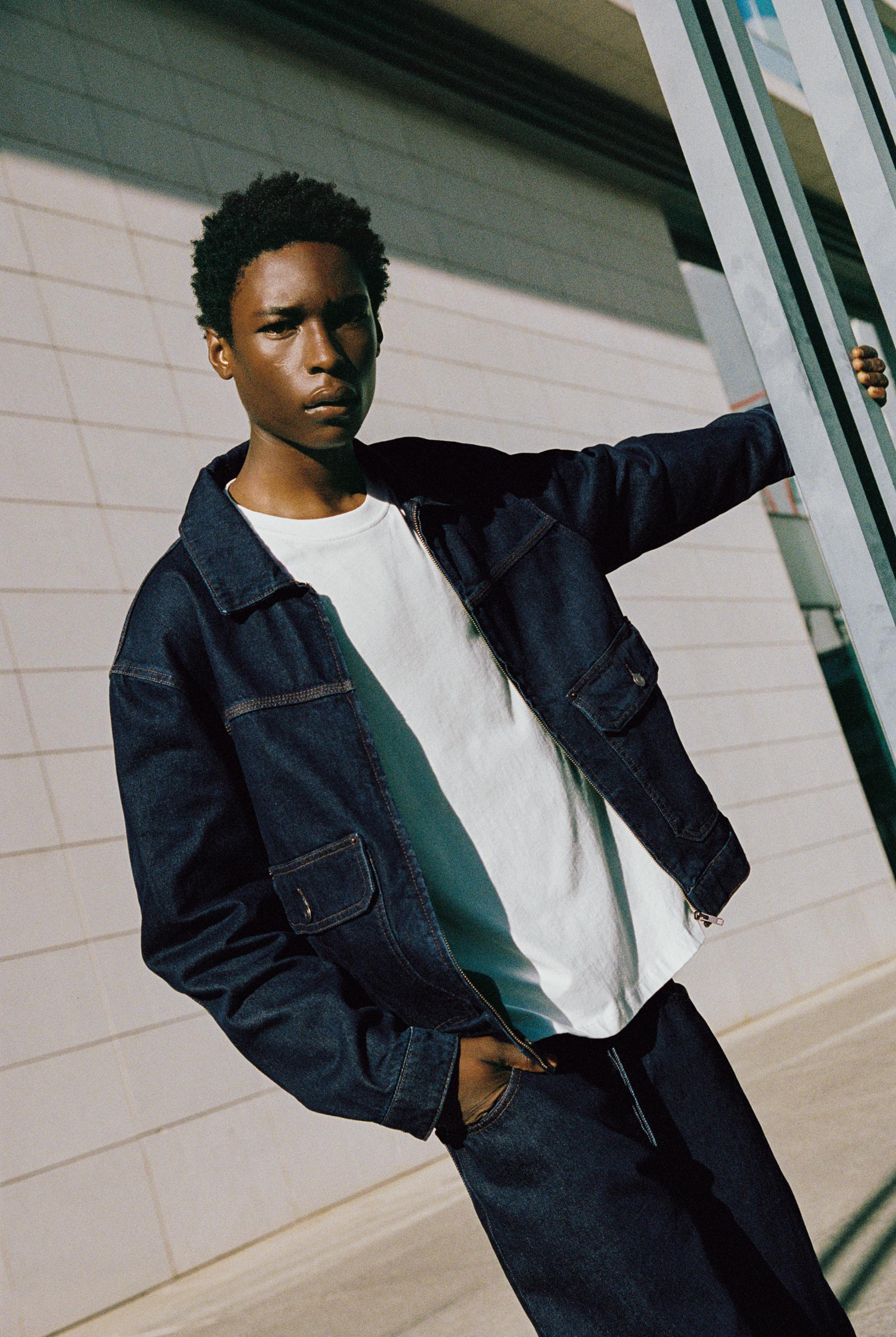 Multi-pocket denim jacket — Navy