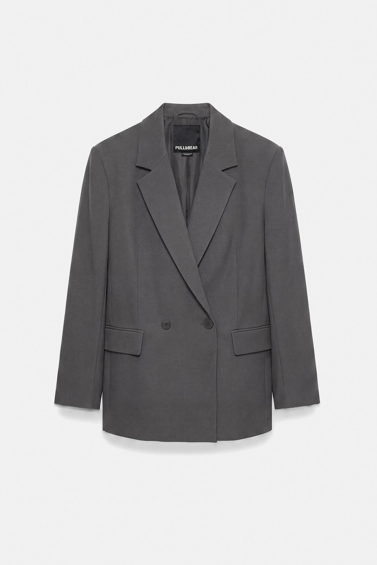 Double-breasted blazer — Medium grey