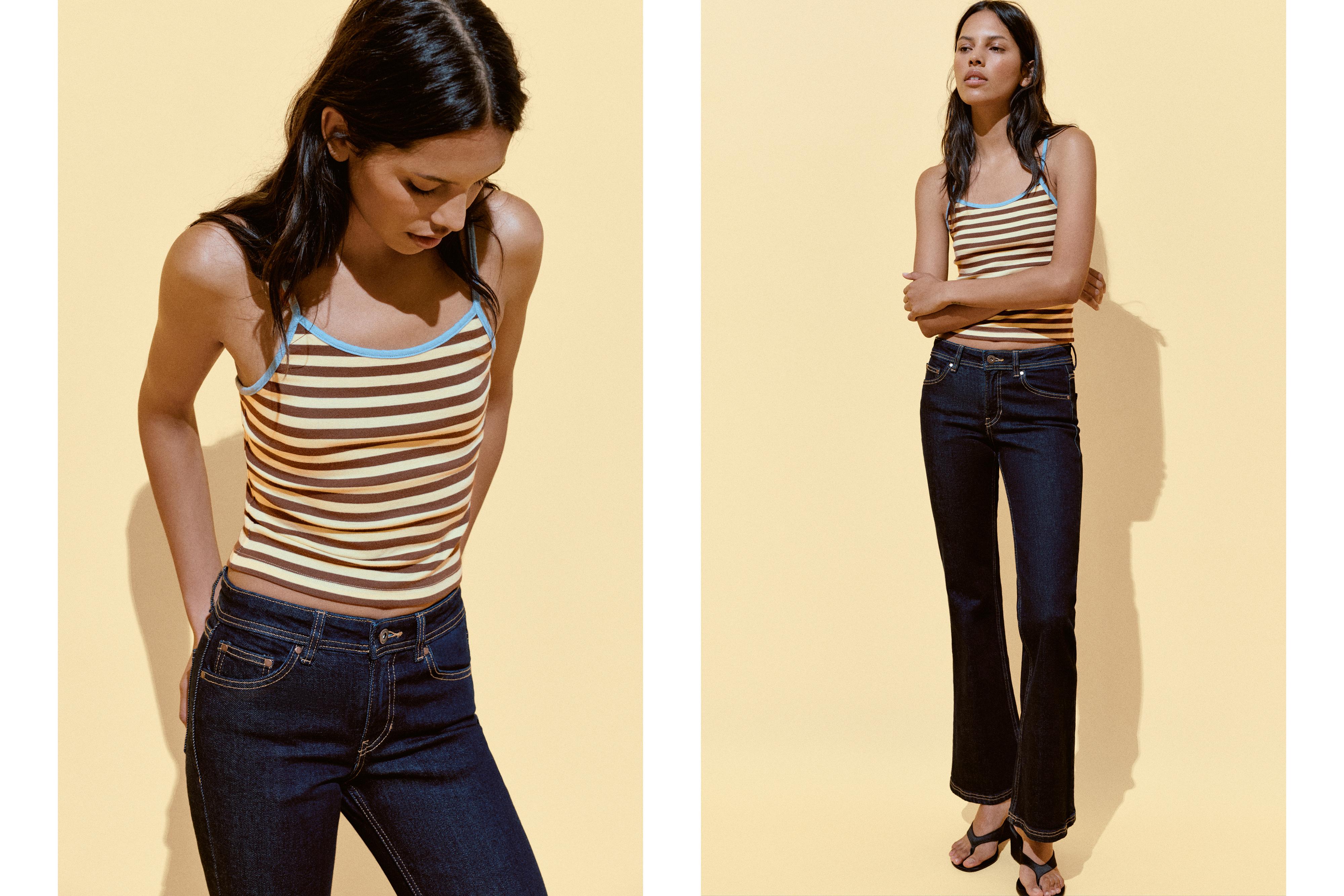 Striped strappy top — Yellow