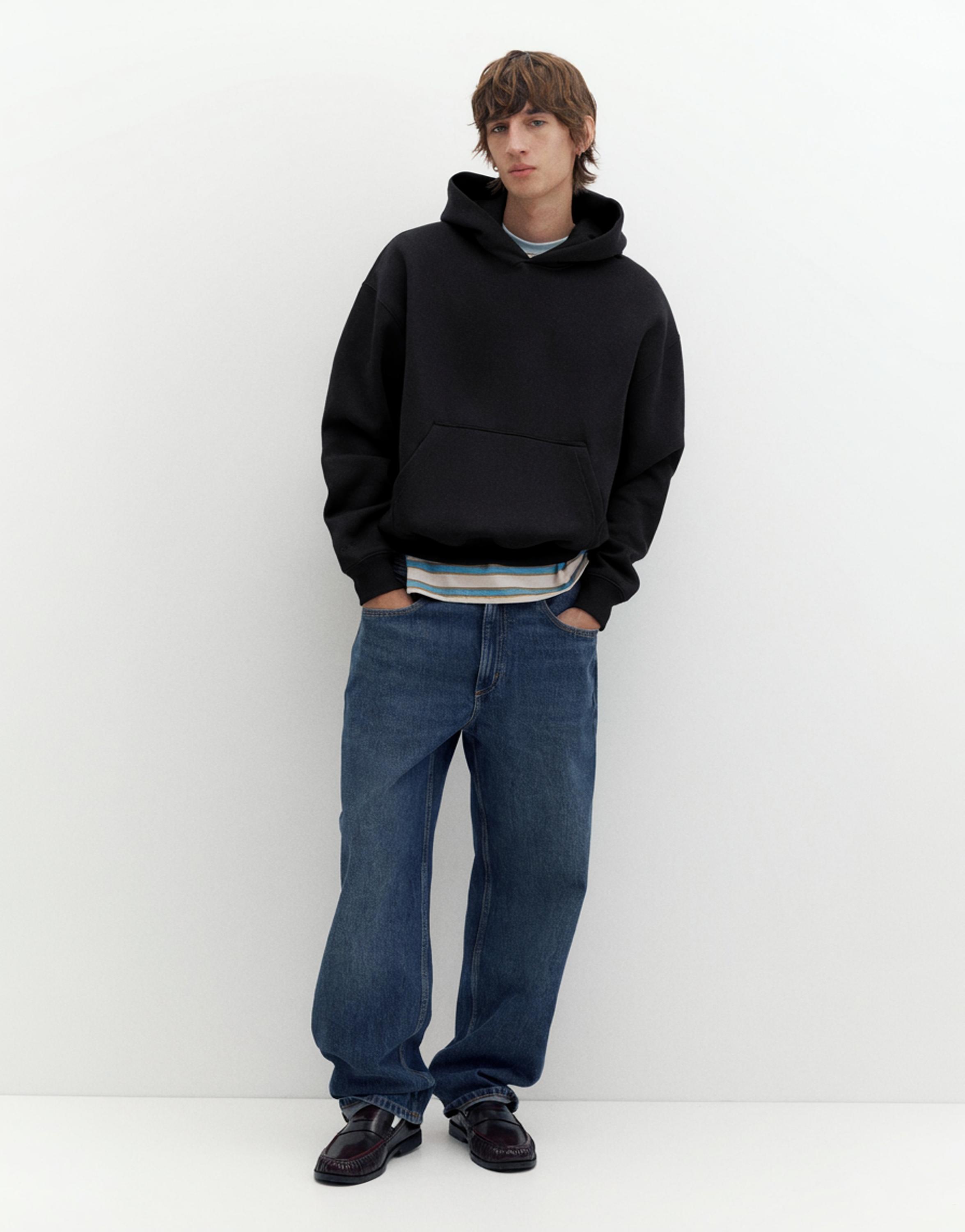 STWD boxy-fit logo hoodie — Black