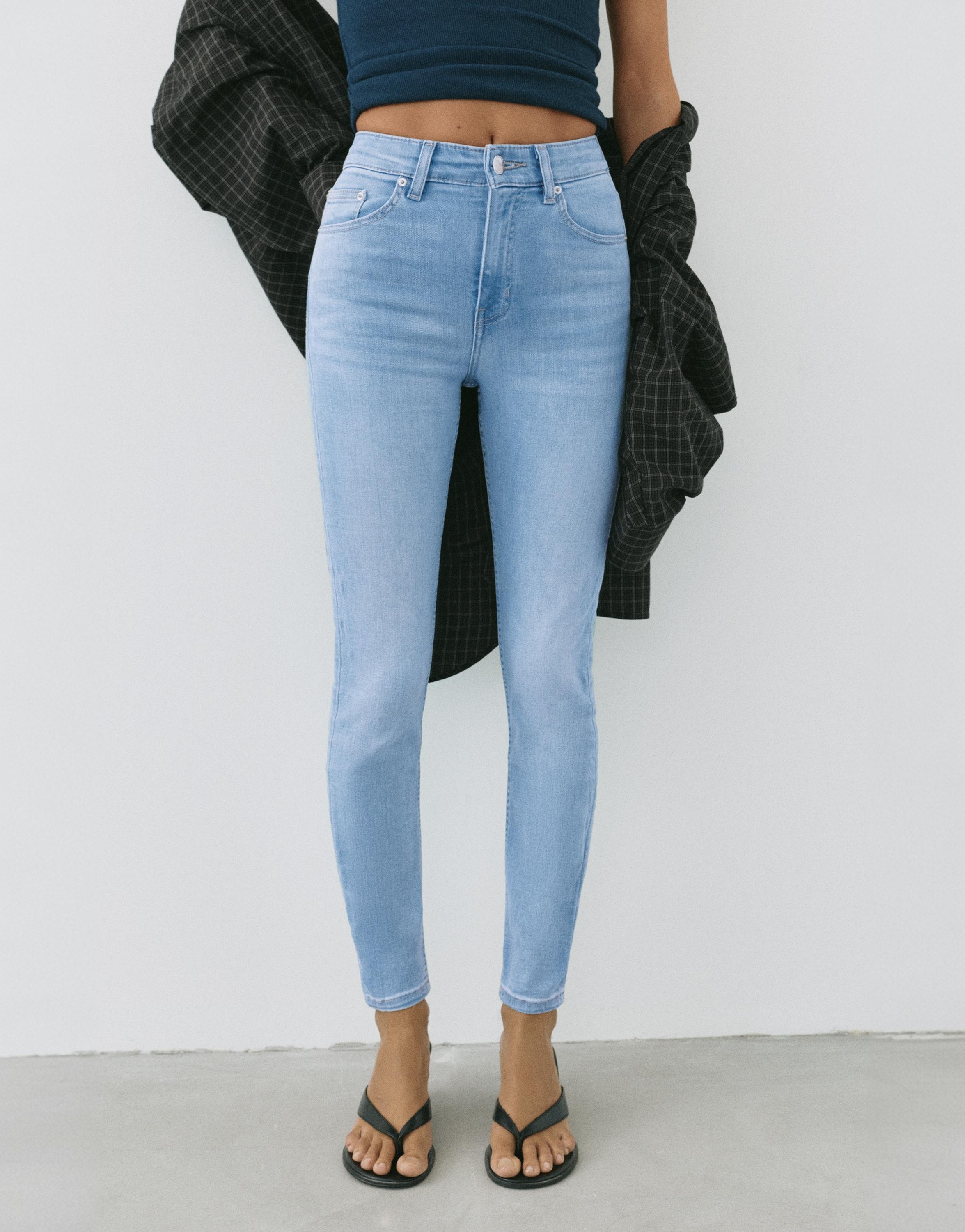 High-waist skinny jeans — Sky blue