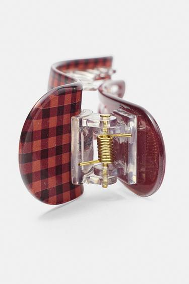 Checkered hair clip — Brown 3