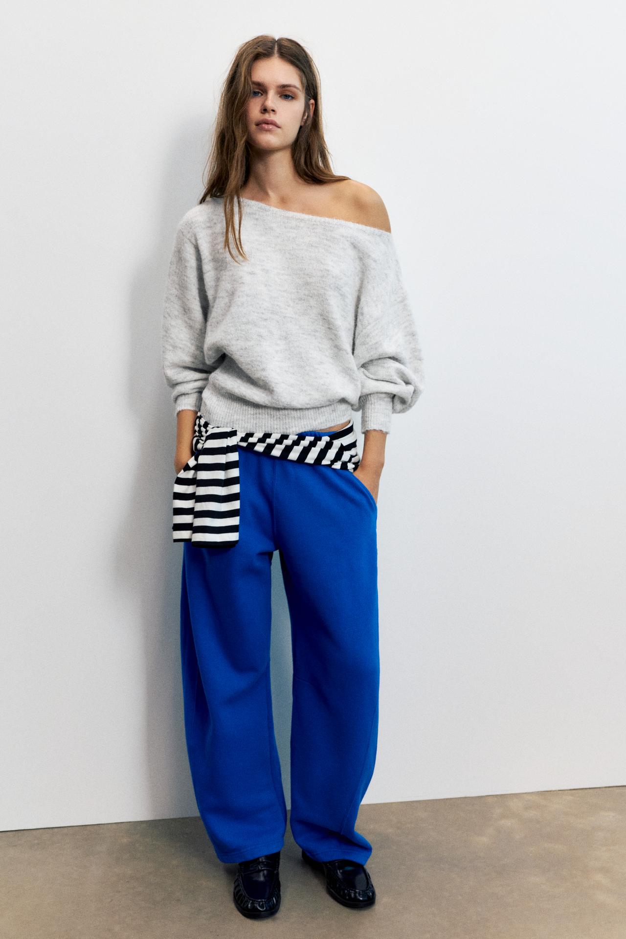 Asymmetric knit jumper — Pale grey