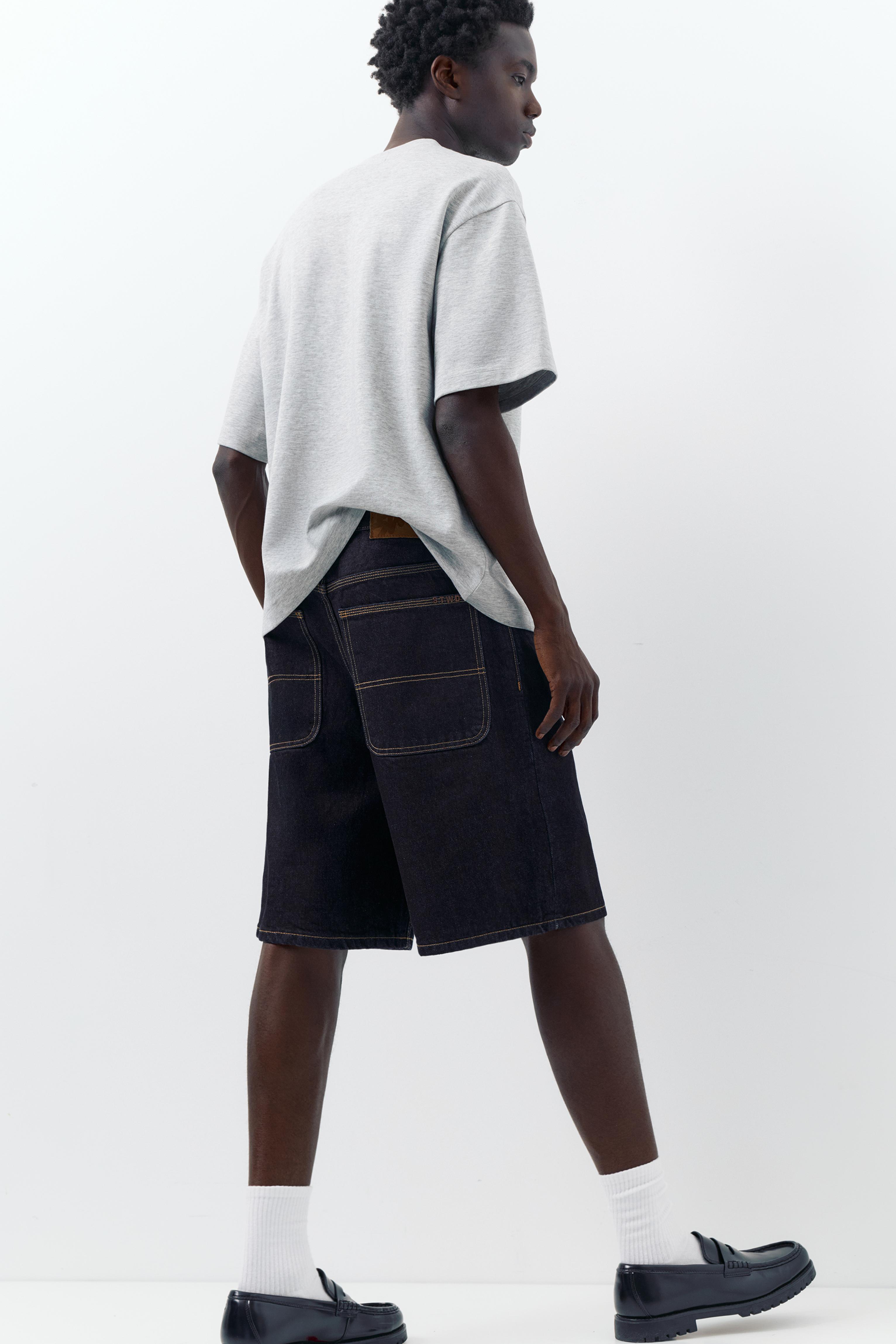 Baggy relaxed fit denim bermuda - Görsel 35