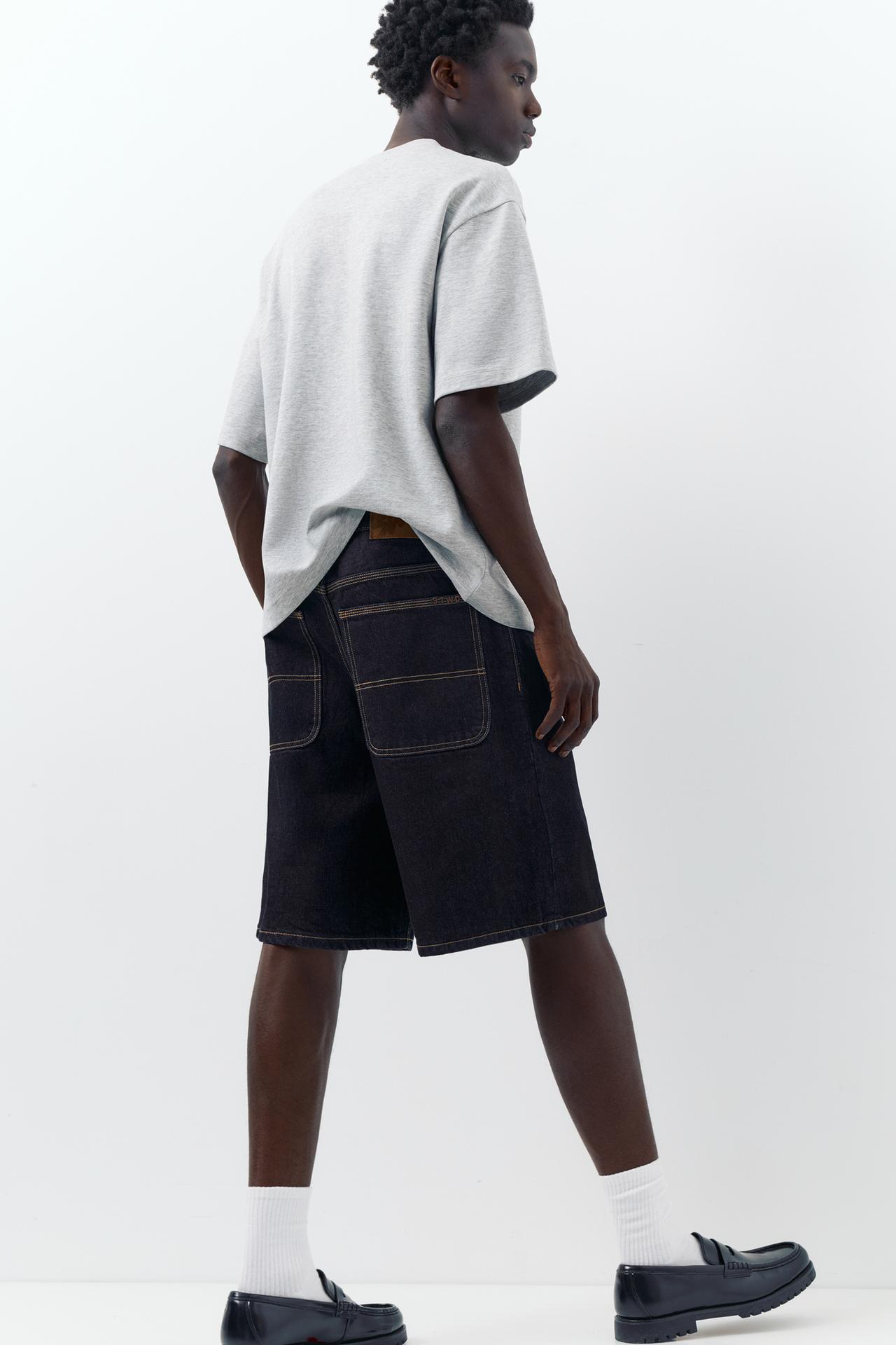 Baggy relaxed fit denim Bermuda shorts — Navy