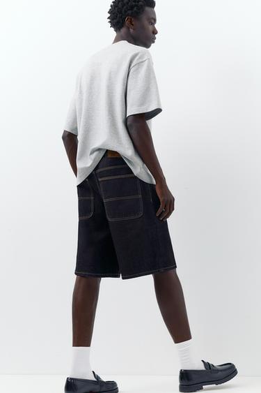 Baggy relaxed fit denim Bermuda shorts — Navy 1