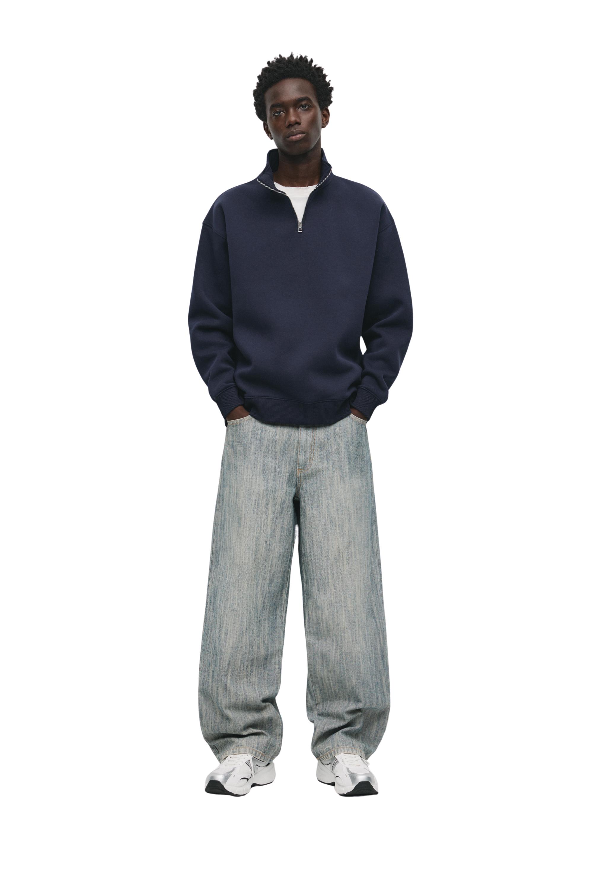 Basic quarter-zip sweatshirt — Navy