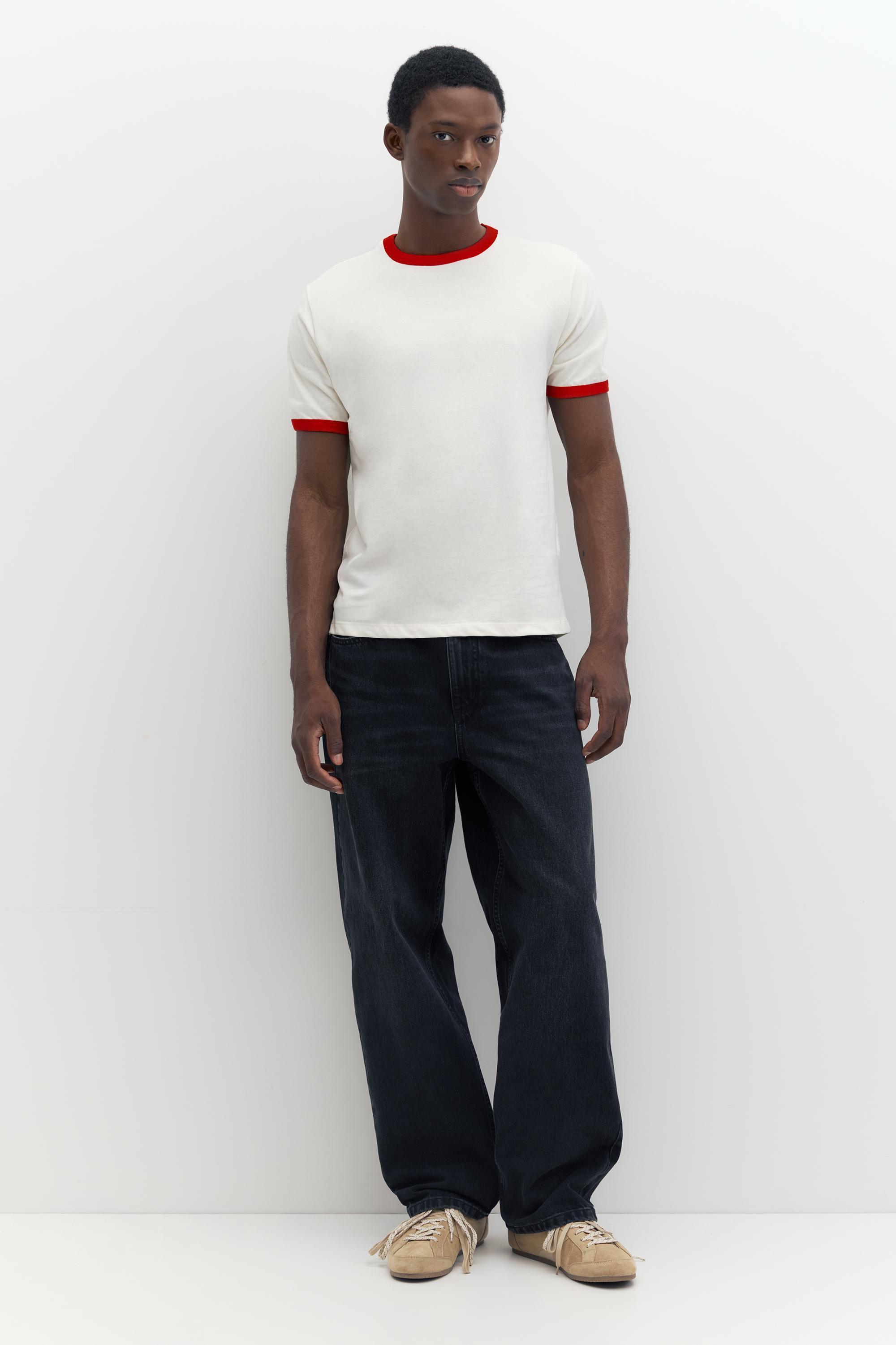 Contrast trim T-shirt — Red