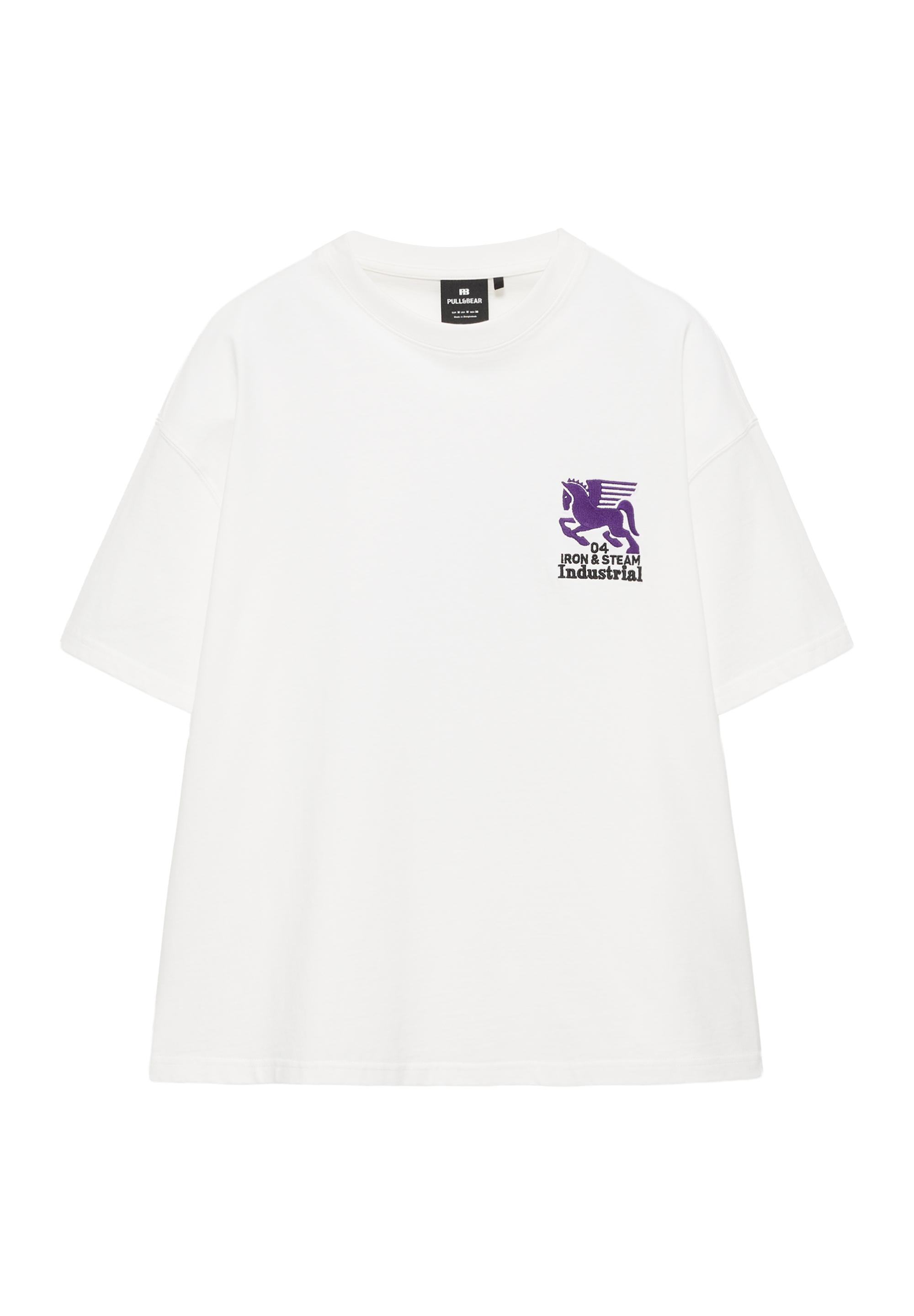 Boxy T-shirt with graphic embroidery — White