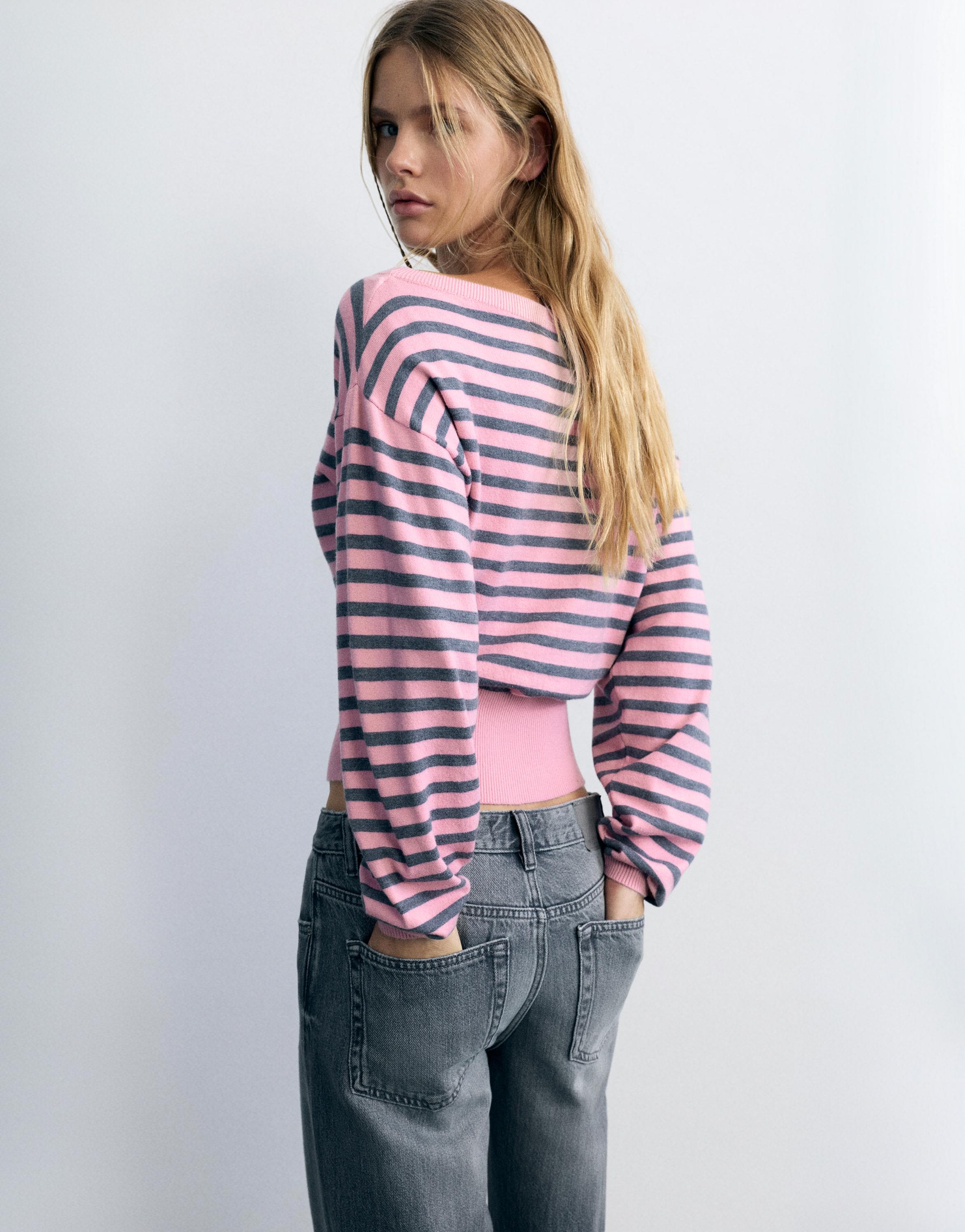 Asymmetric neck jumper — Pink