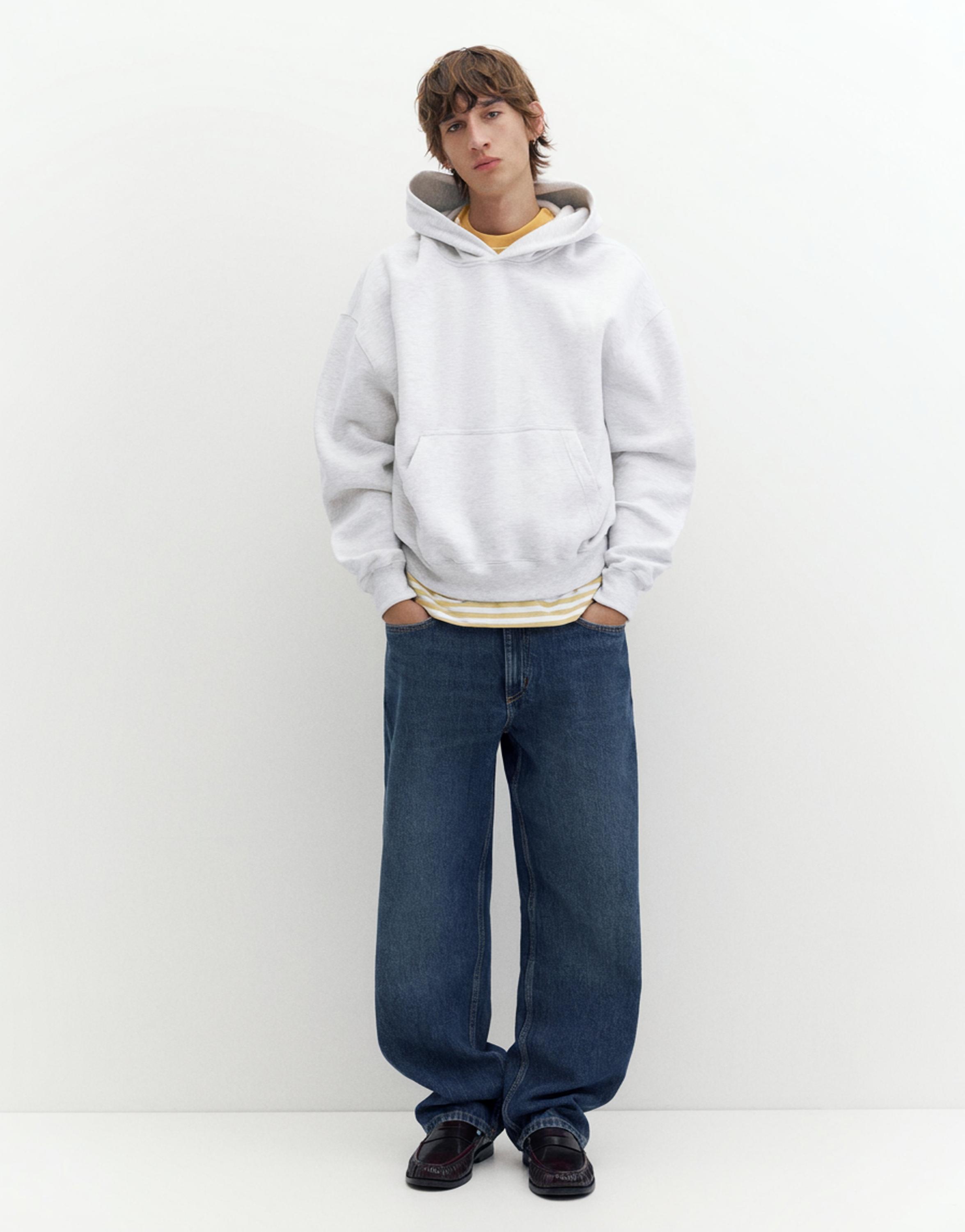 STWD boxy-fit logo hoodie — Pale marl