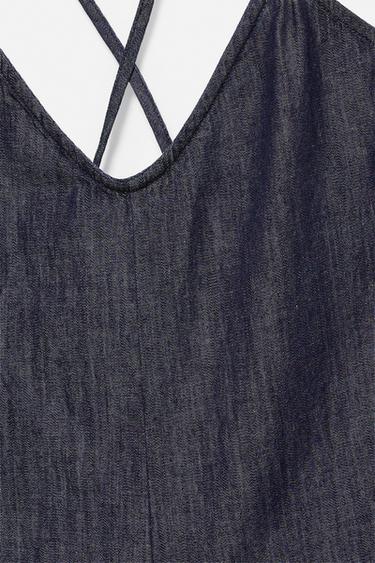 Denim jumpsuit with straps — Navy 7