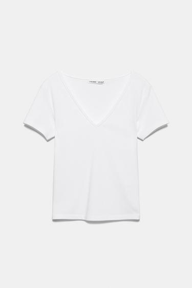 V-neck T-shirt — White 5